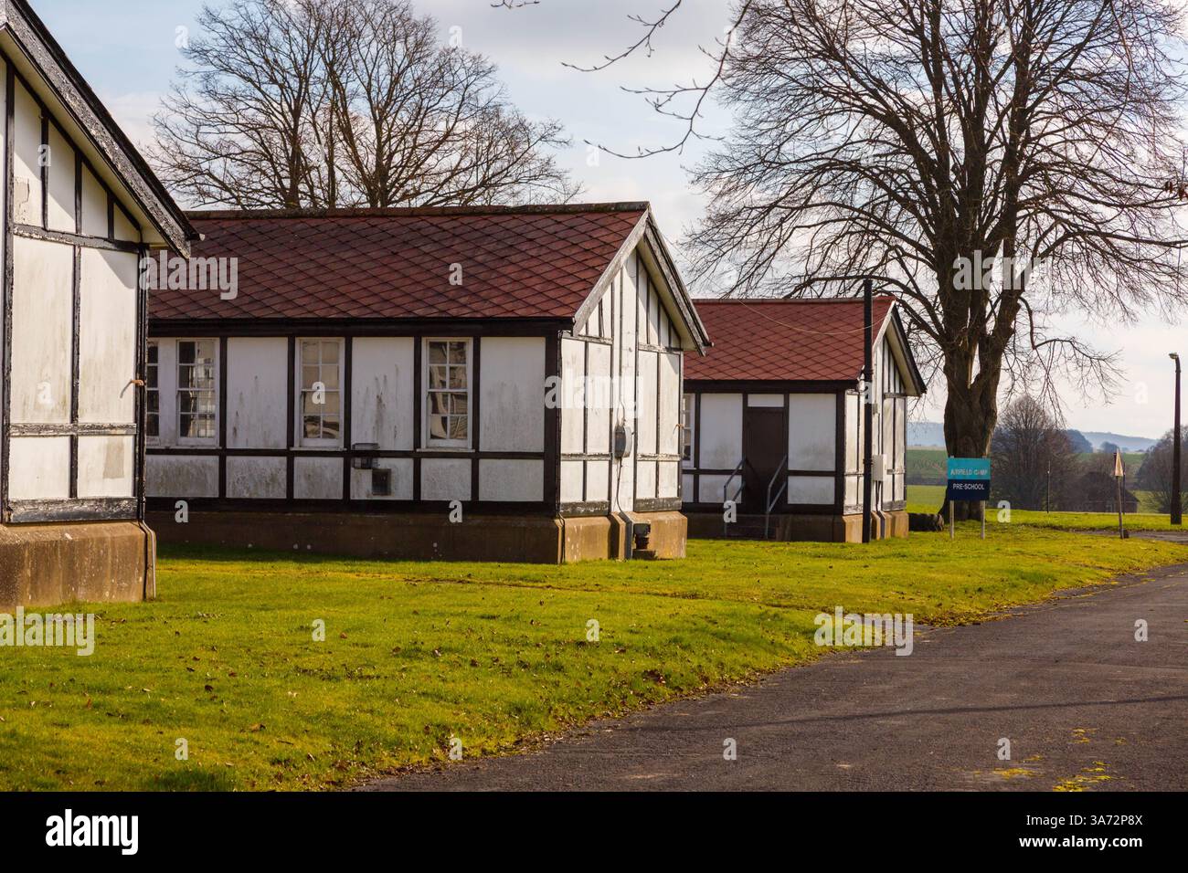 RFC Royal Flying Corps RAF Netheravon Military buildings from WW1 the Great War Stock Photo