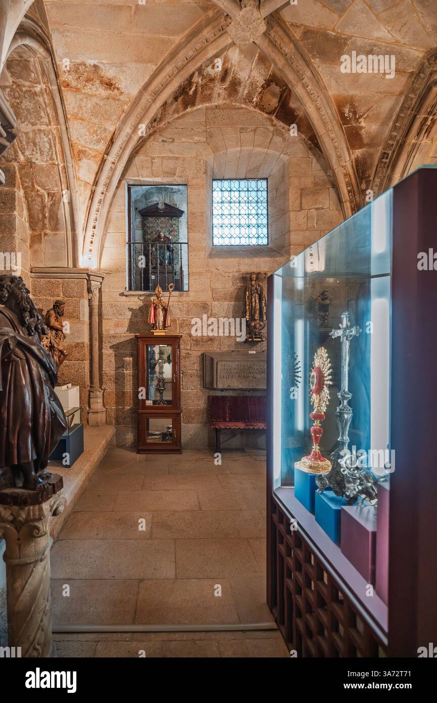 Glass display case containing religious artifacts inside orense ...