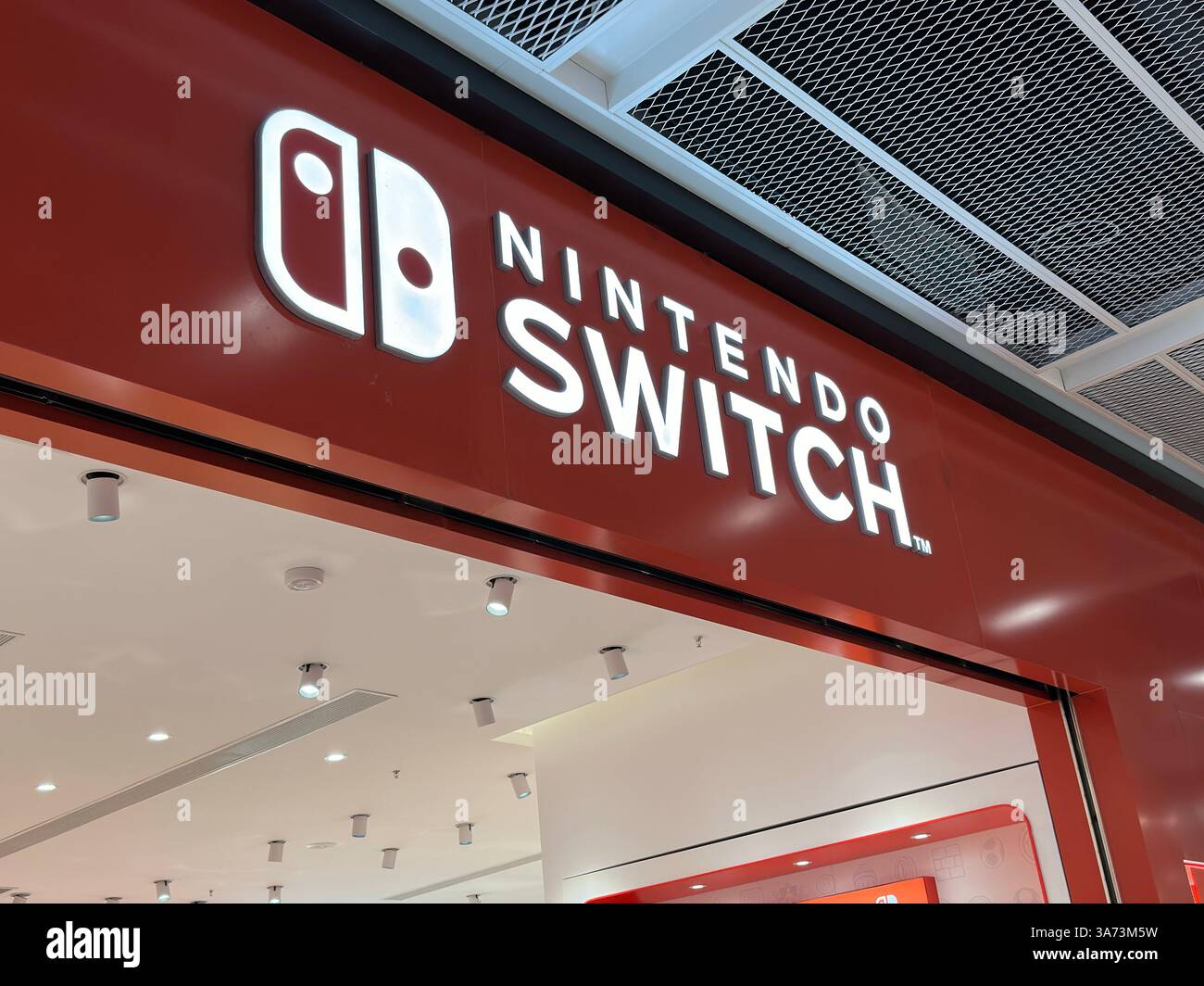 Nanning, China - Nov 4, 2023: Nintendo Switch store sign - Smartphone Captured Stock Image