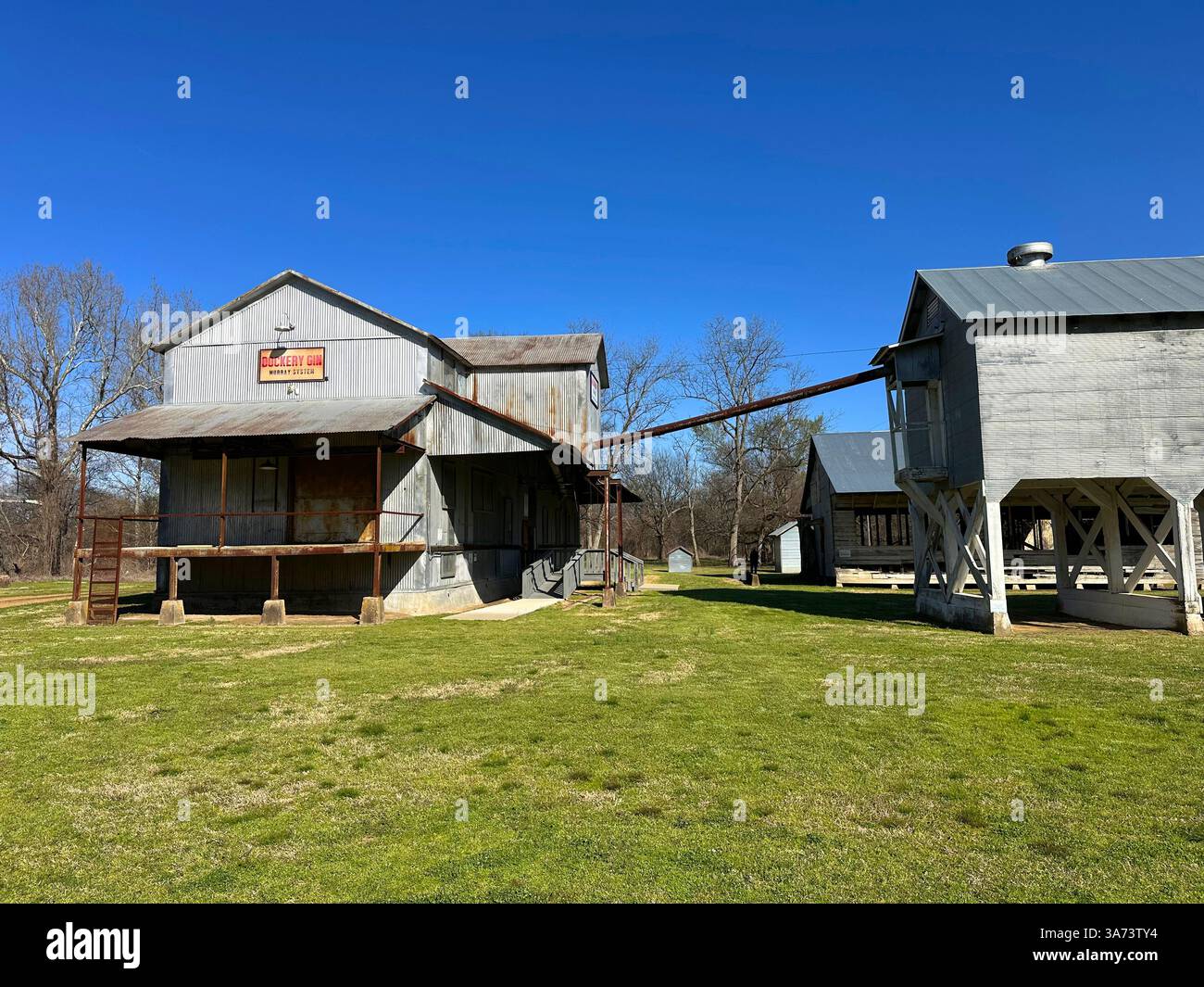 USA Mississippi near Cleveland a vintage cotton gin at the Dockery Farm Exterior where it is said it the place for the birthplace of Blues music - Smartphone Captured Stock Image