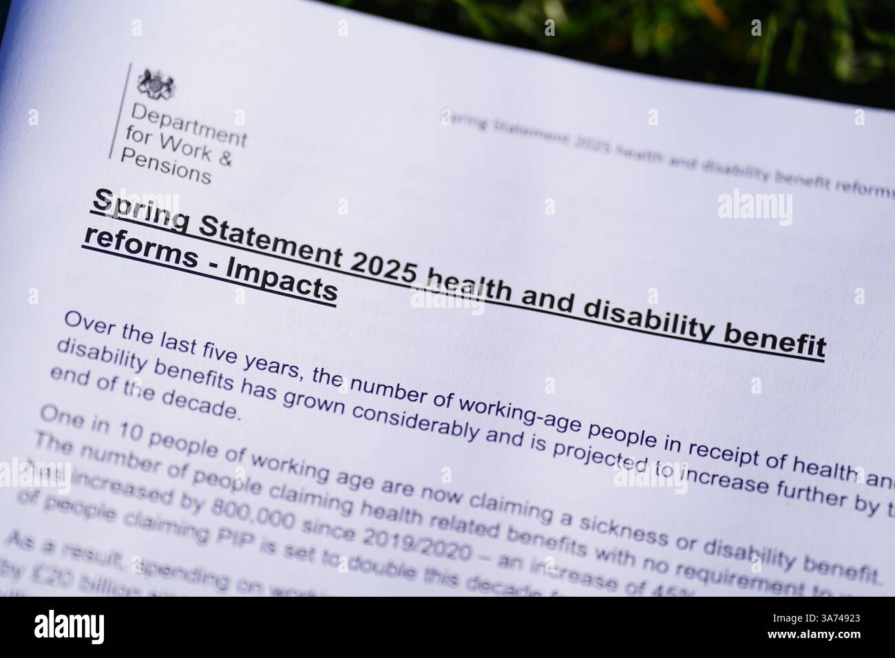 Uk Spring Statement Reeve A copy of Spring Statement 2025 health and disability benefit reforms ...
