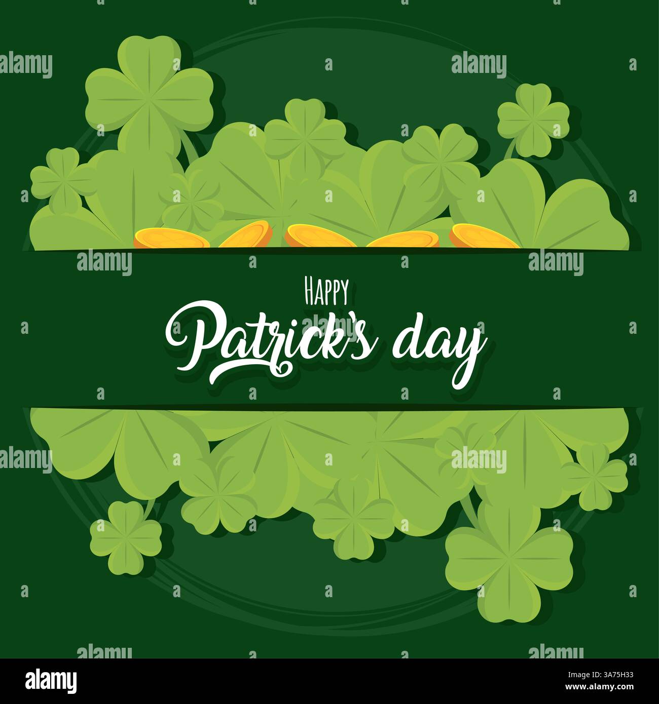 Shamrock clovers with golden coins border. Vector Stock Vector Image ...