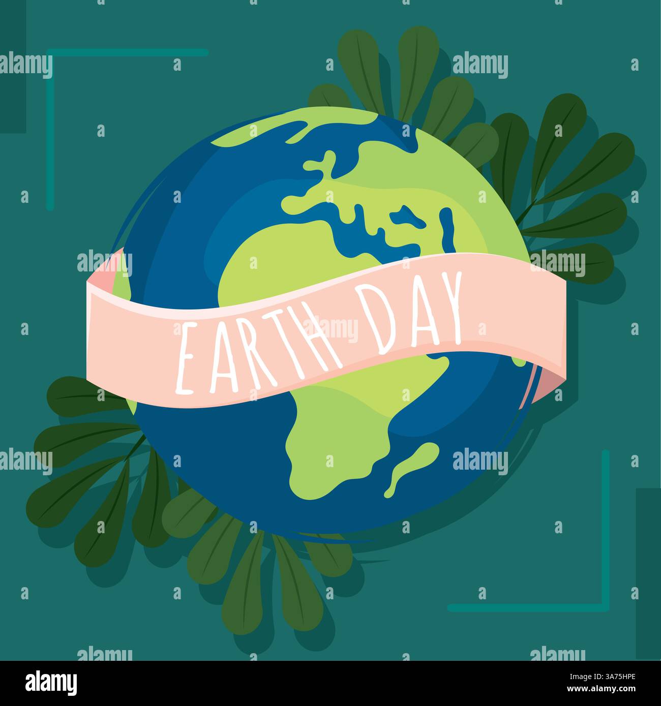 Earth Day poster with globe and nature leaves Vector Stock Vector Image ...