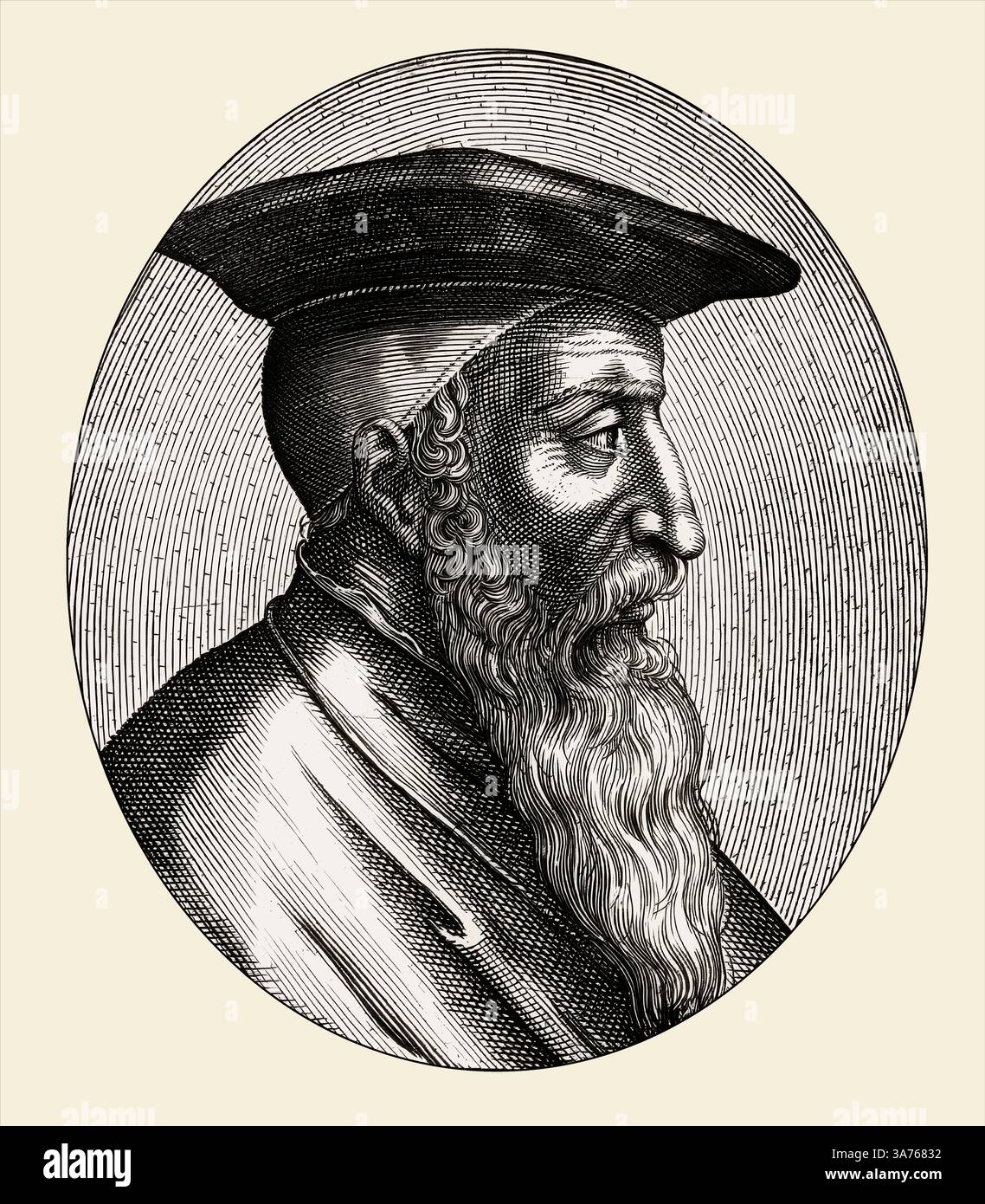 Hezekiah, Hiskia, Hiskias, Hiskija, Ezechias or Ezekias, born c. 741 BCE, thirteenth king of Judah, according to the Hebrew Bible, digitally edited Stock Photo