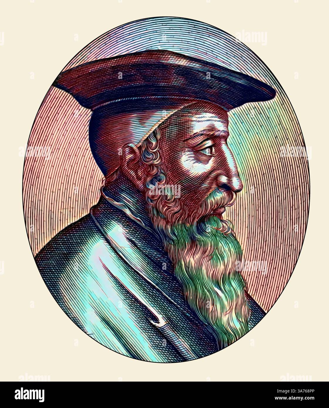 Hezekiah, Hiskia, Hiskias, Hiskija, Ezechias or Ezekias, born c. 741 BCE, thirteenth king of Judah, according to the Hebrew Bible, digitally edited Stock Photo