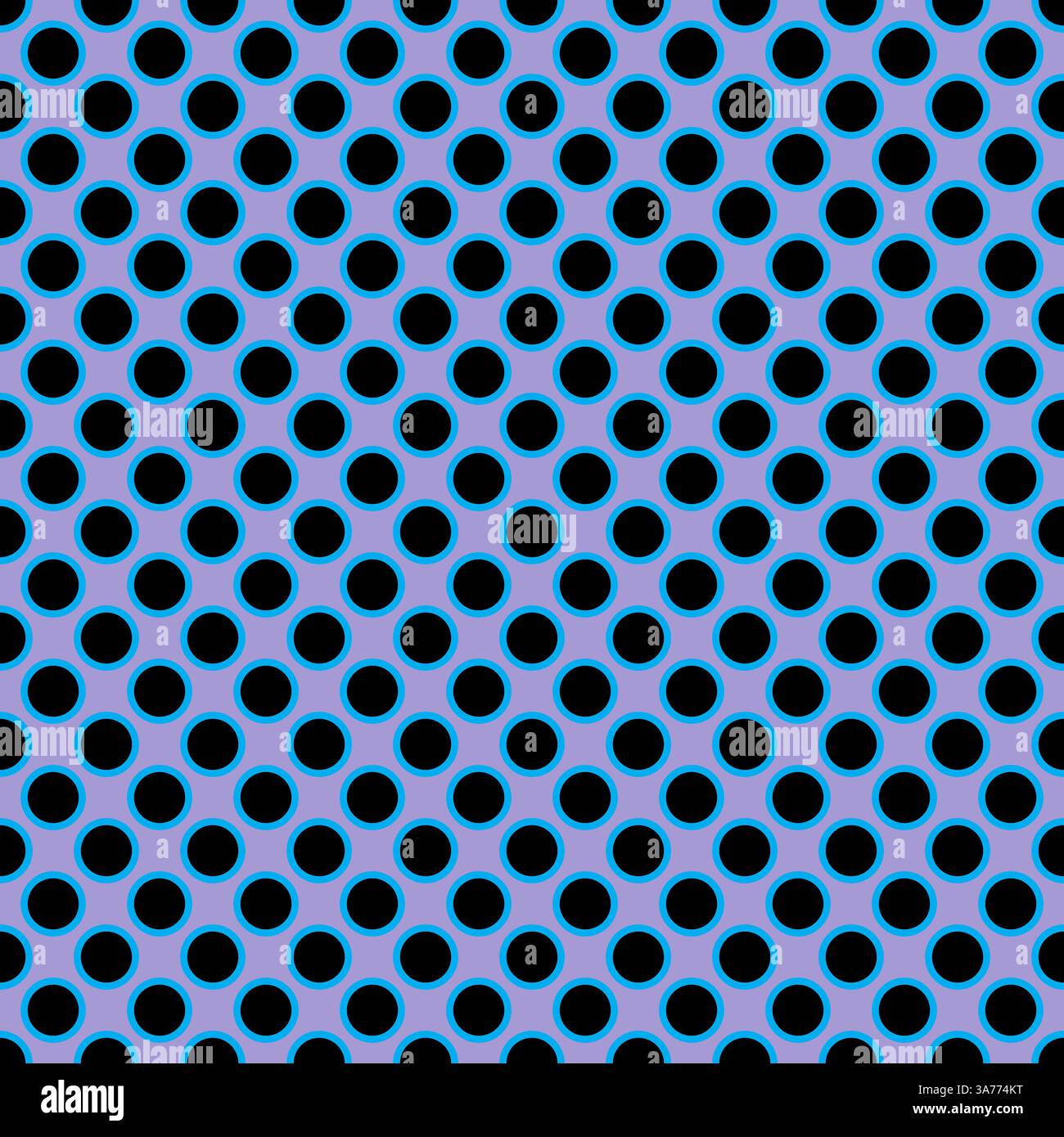 Seamless vector black dots pattern with blue border on light blue background Stock Vector
