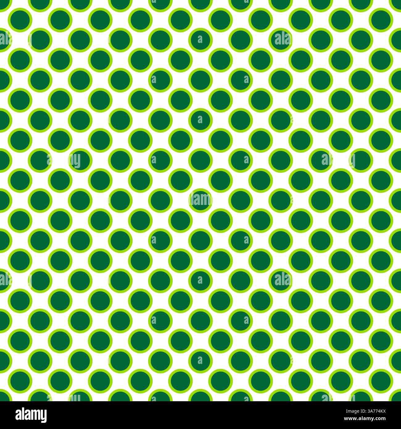 Seamless vector green dots pattern with light green border on white background Stock Vector
