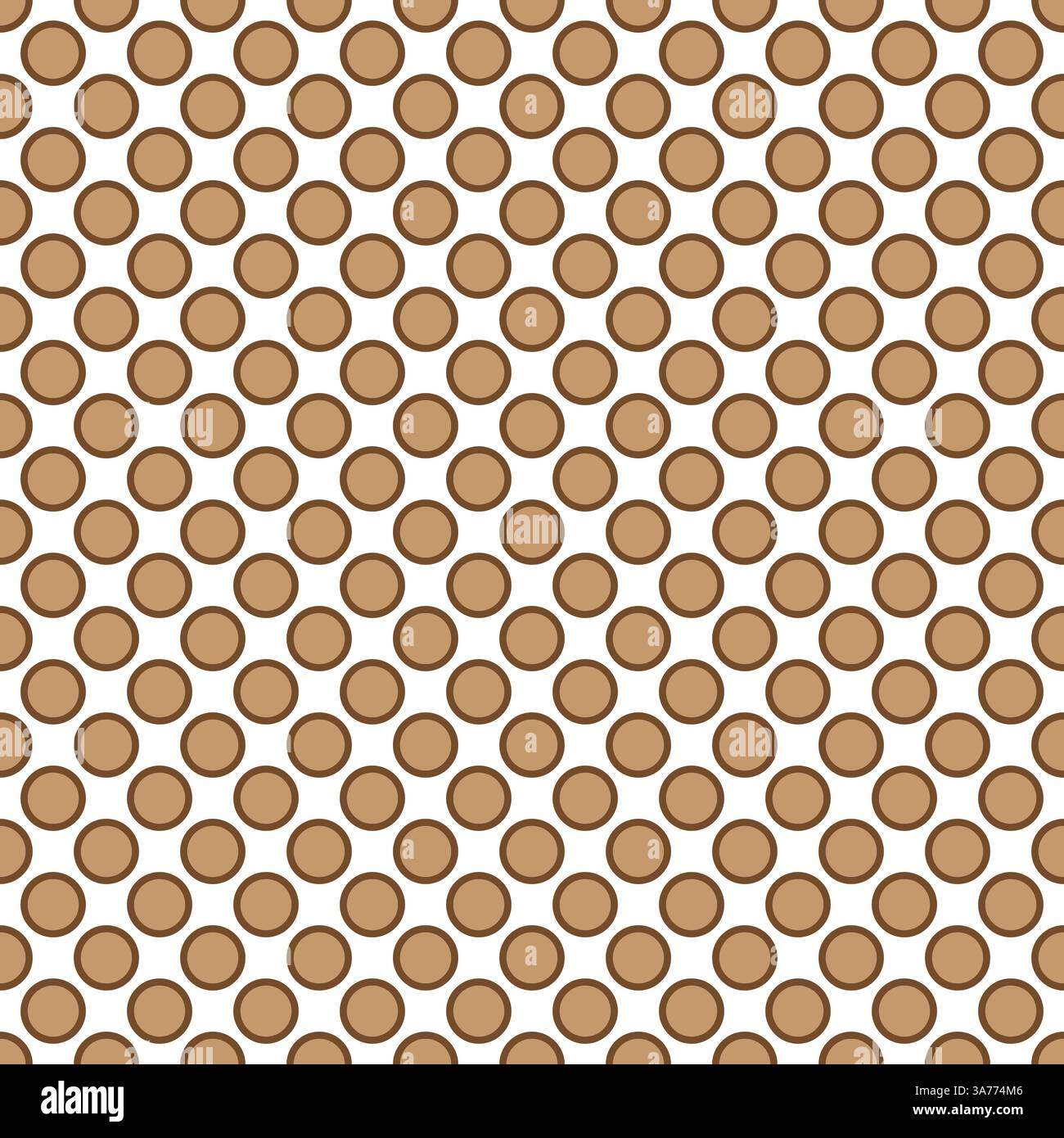 Seamless vector brown dots pattern with dark brown border on white background Stock Vector