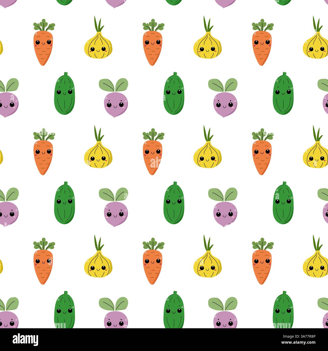 Seamless pattern with colorful vegetables. Stock Vector
