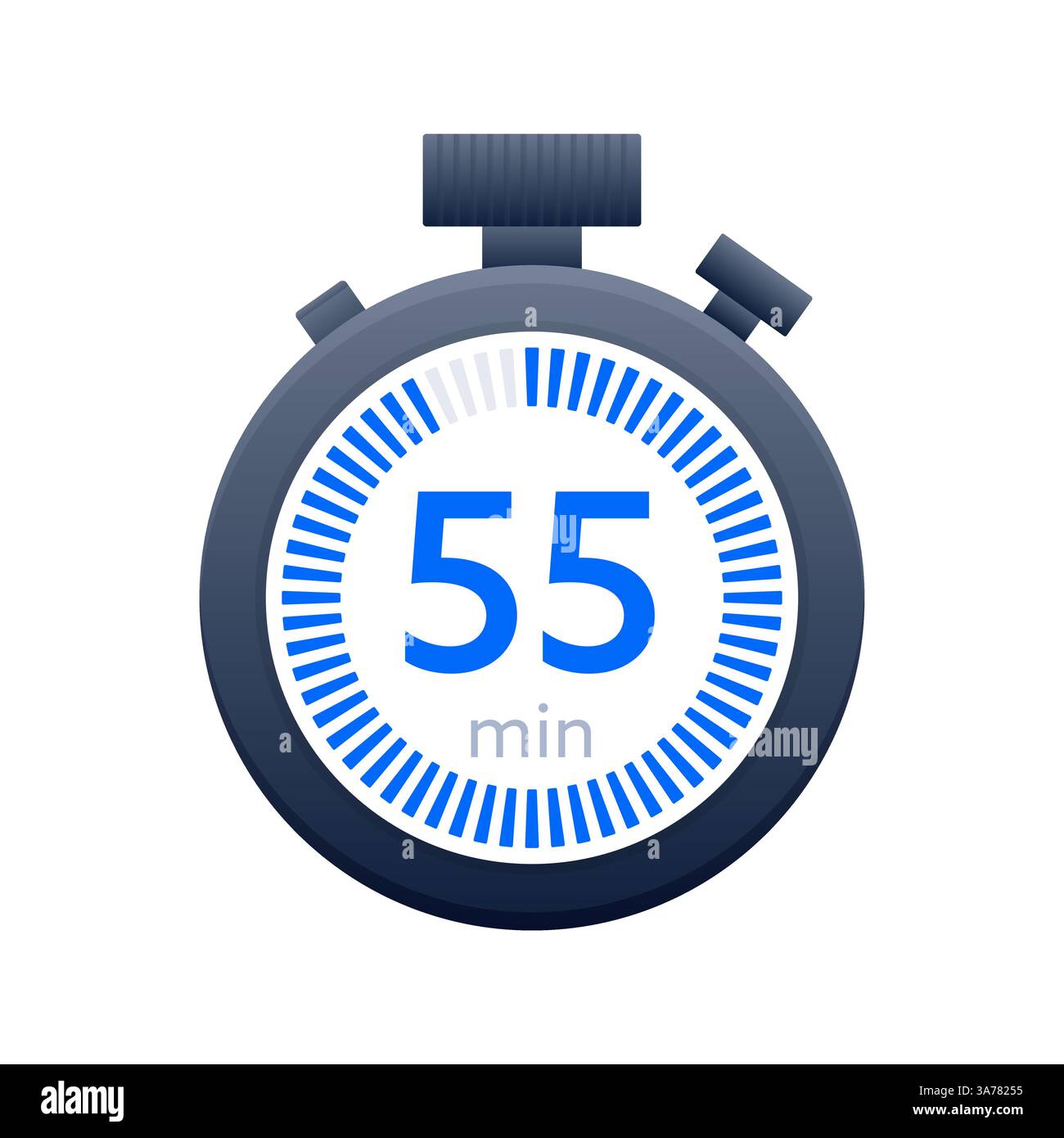 55 min timer and Stopwatch icons. Countdown symbol. Kitchen timer icon ...