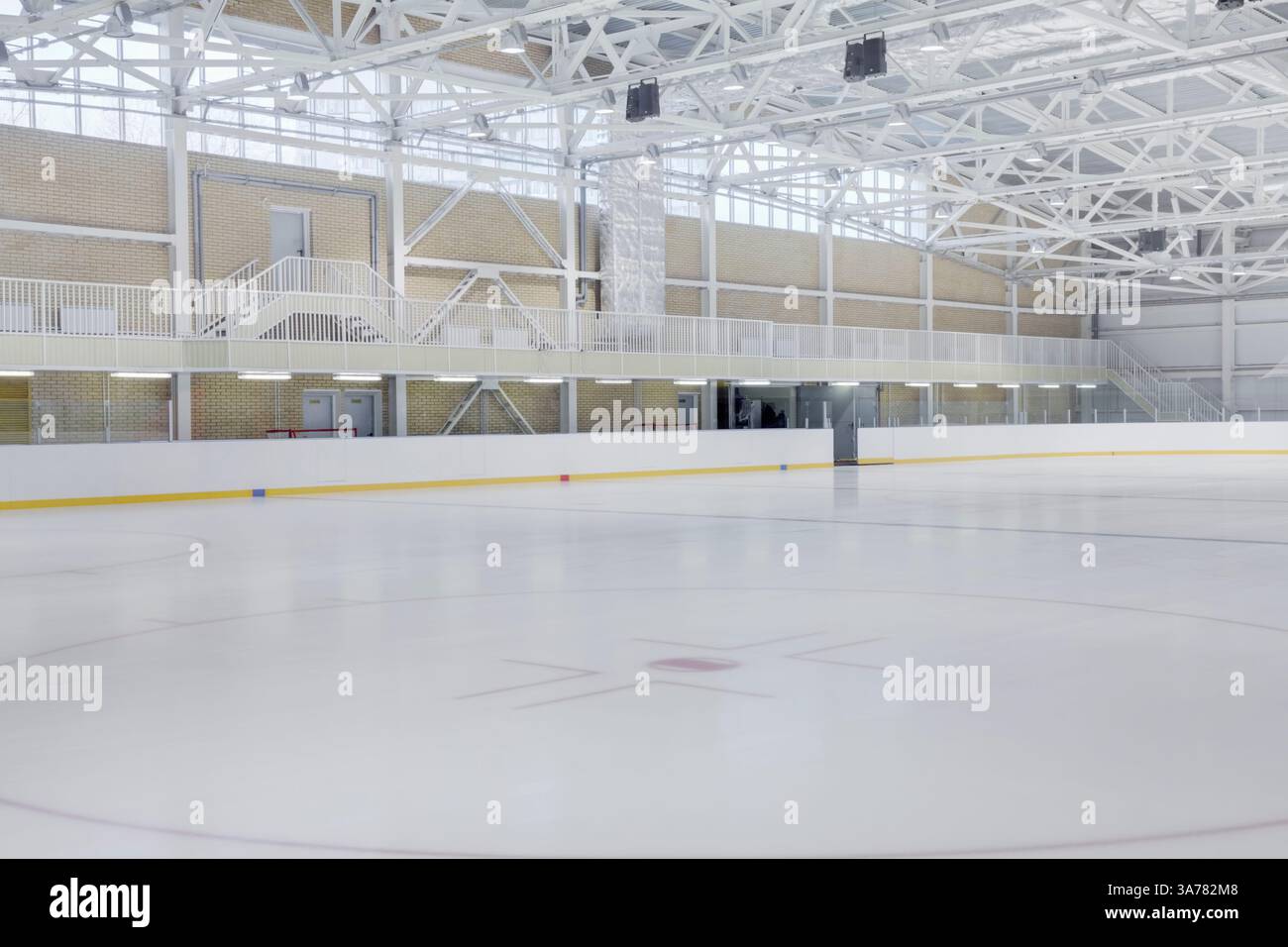 Interior view of an ice rink with ice hockey markings Stock Photo - Alamy