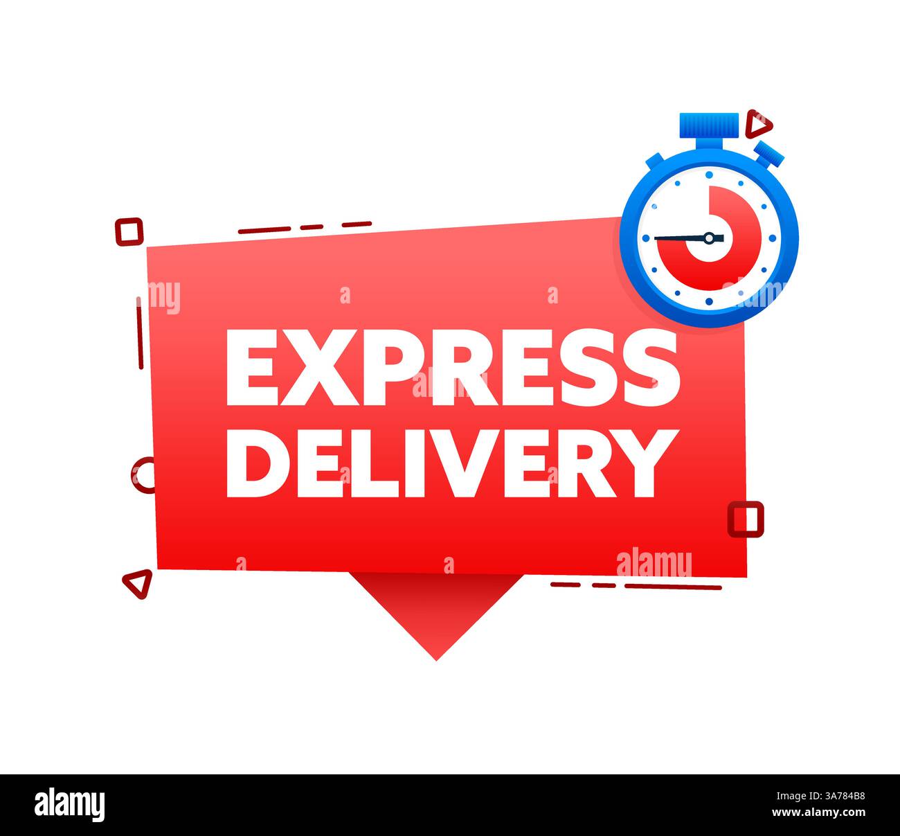 Express delivery label sign for banner promotion. Stop watch icon for ...