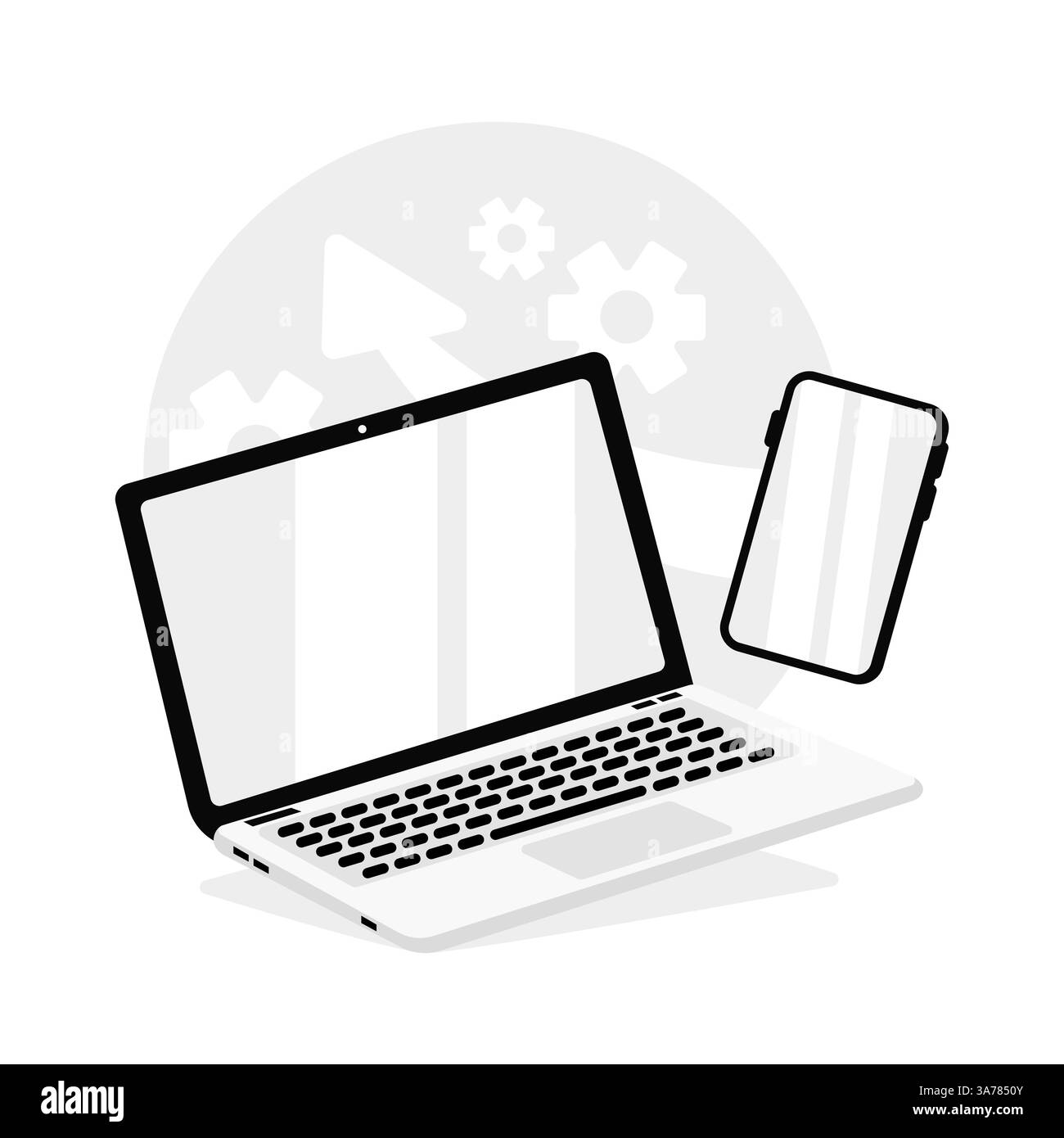 laptop and smartphone, ideal for depicting digital technology, online communication, and modern work environments Stock Vector
