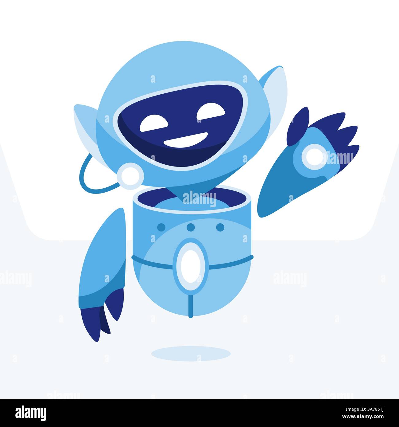Charming vector illustration of a friendly robot character, perfect for technology, AI, and futuristic concept designs Stock Vector