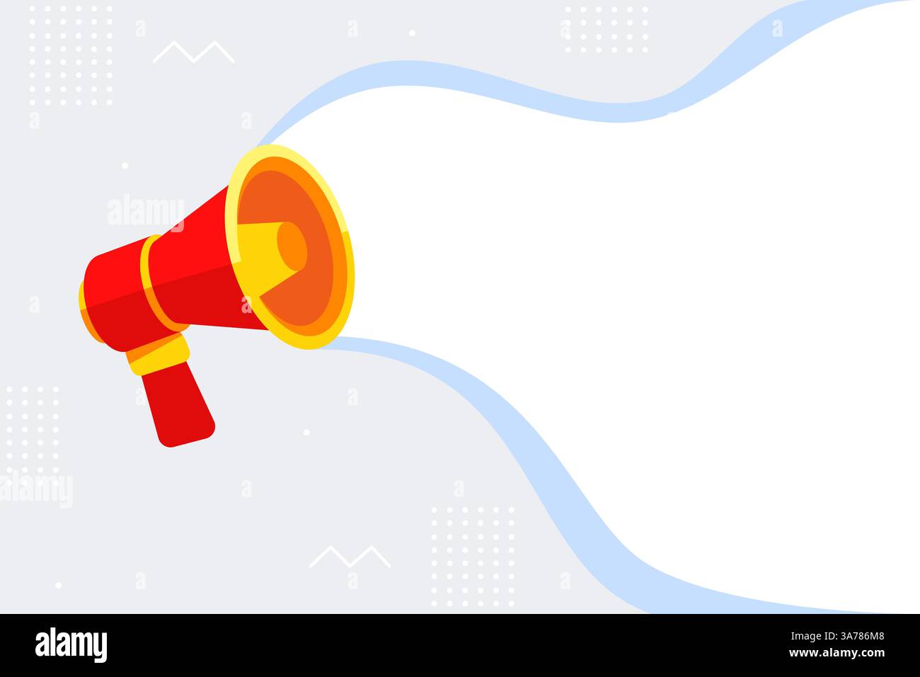 Megaphone with sound waves on a modern abstract background with subtle patterns Stock Vector