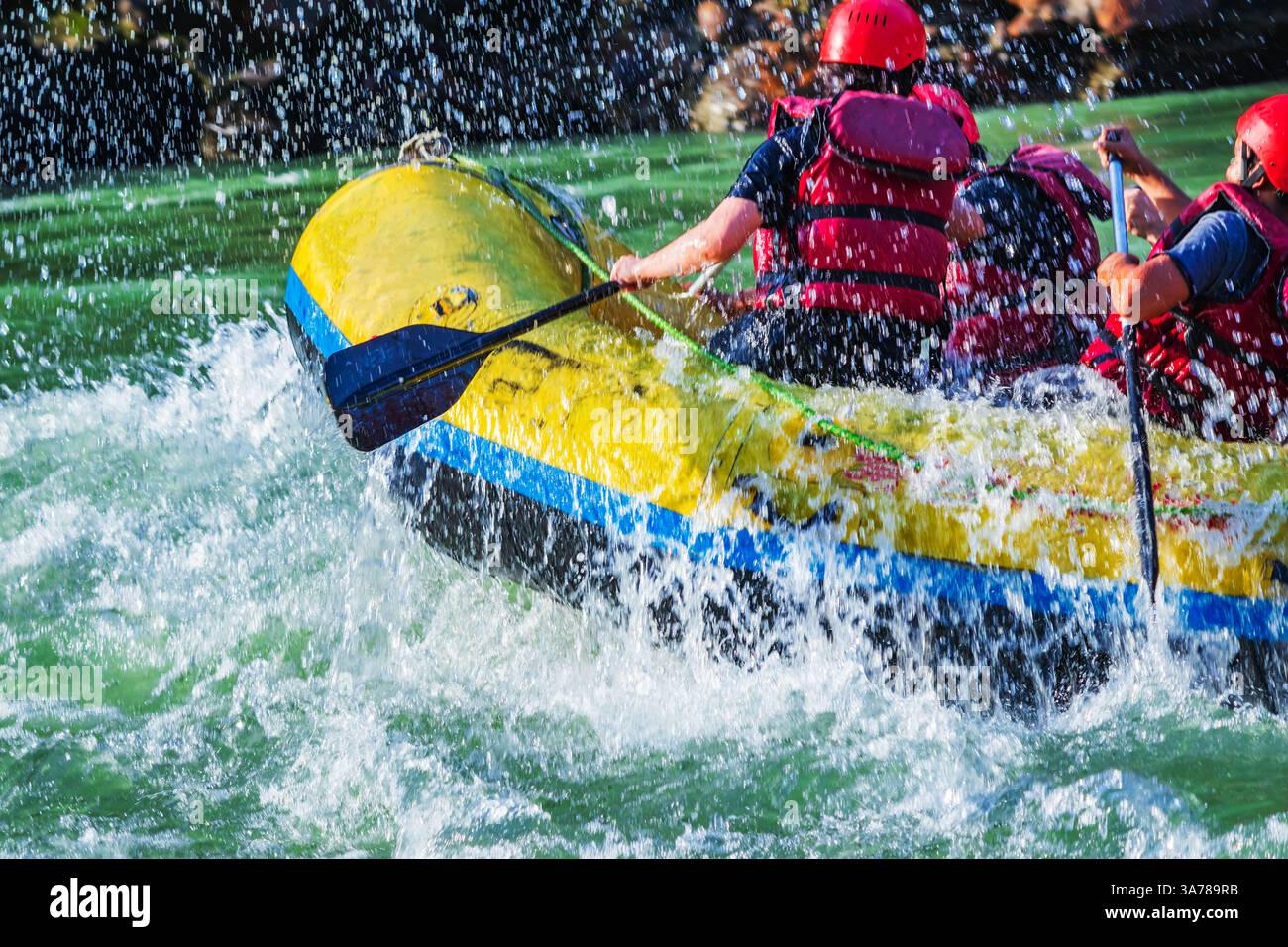 River Rafting In Rishikesh people enjoying river rafting in Rishikesh India on Ganges river Stock ...