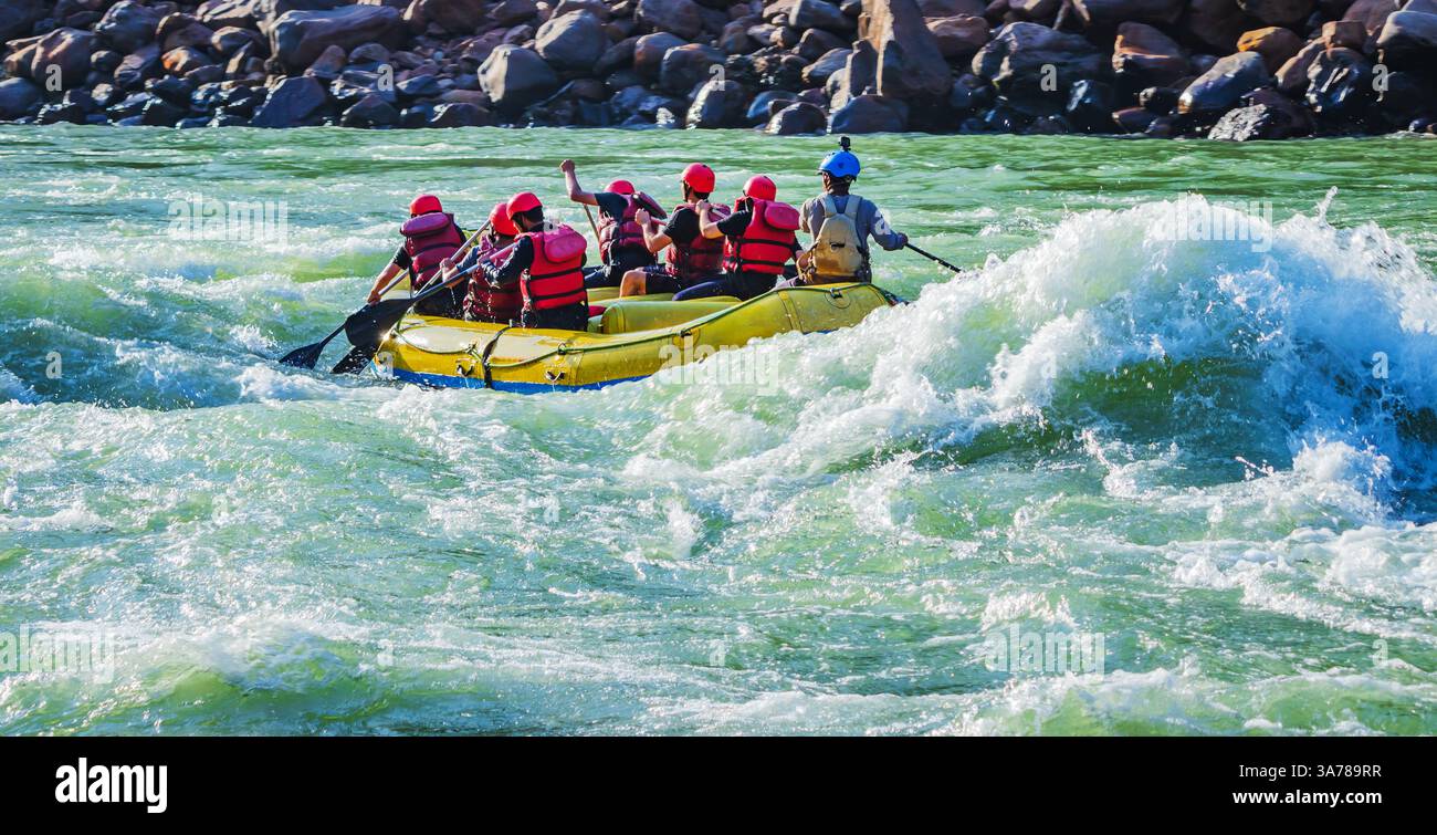 people enjoying river rafting in Rishikesh India on Ganges river Stock ...