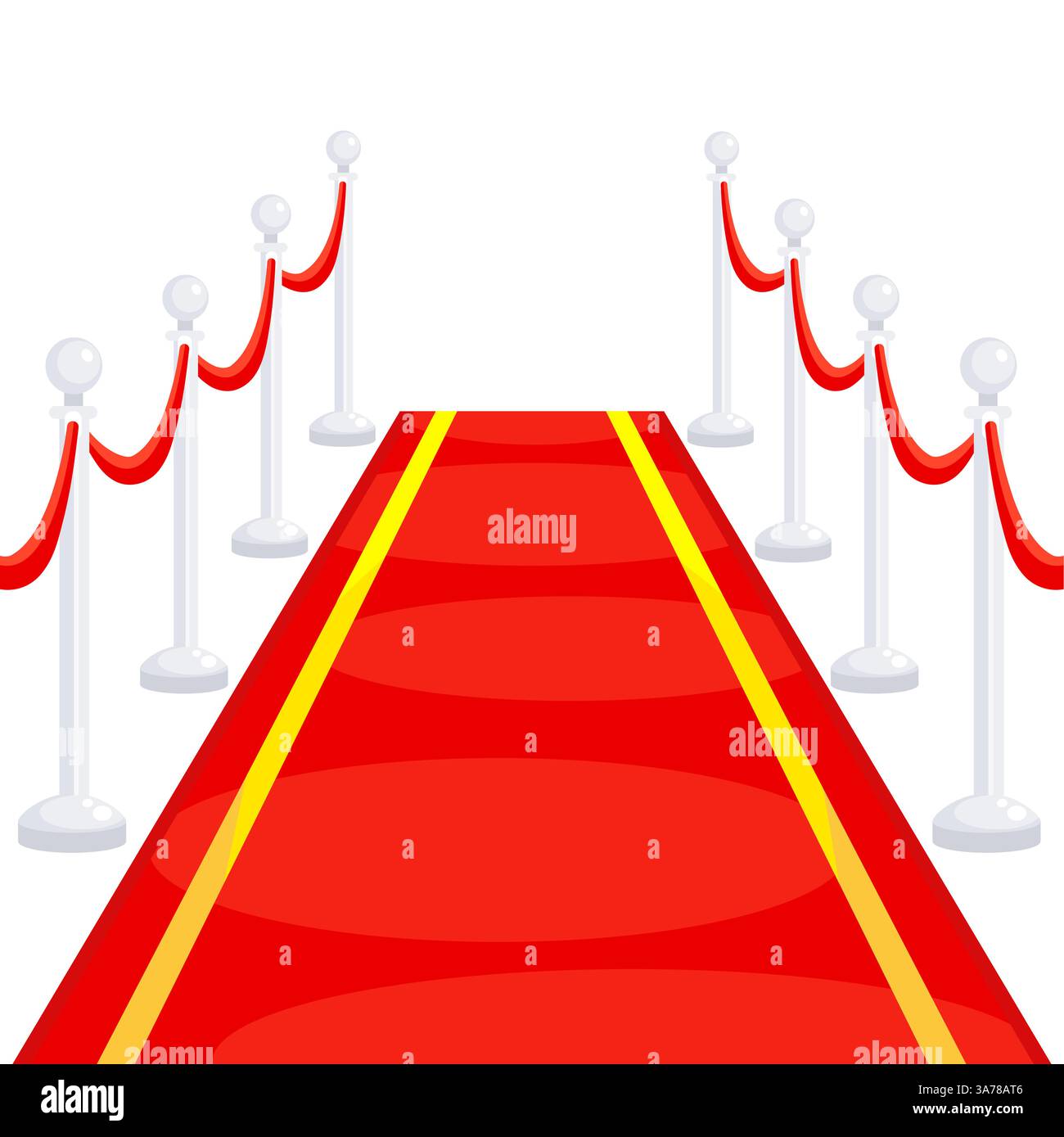 Red event carpet and silvery barriers. Vector illustration Stock Vector