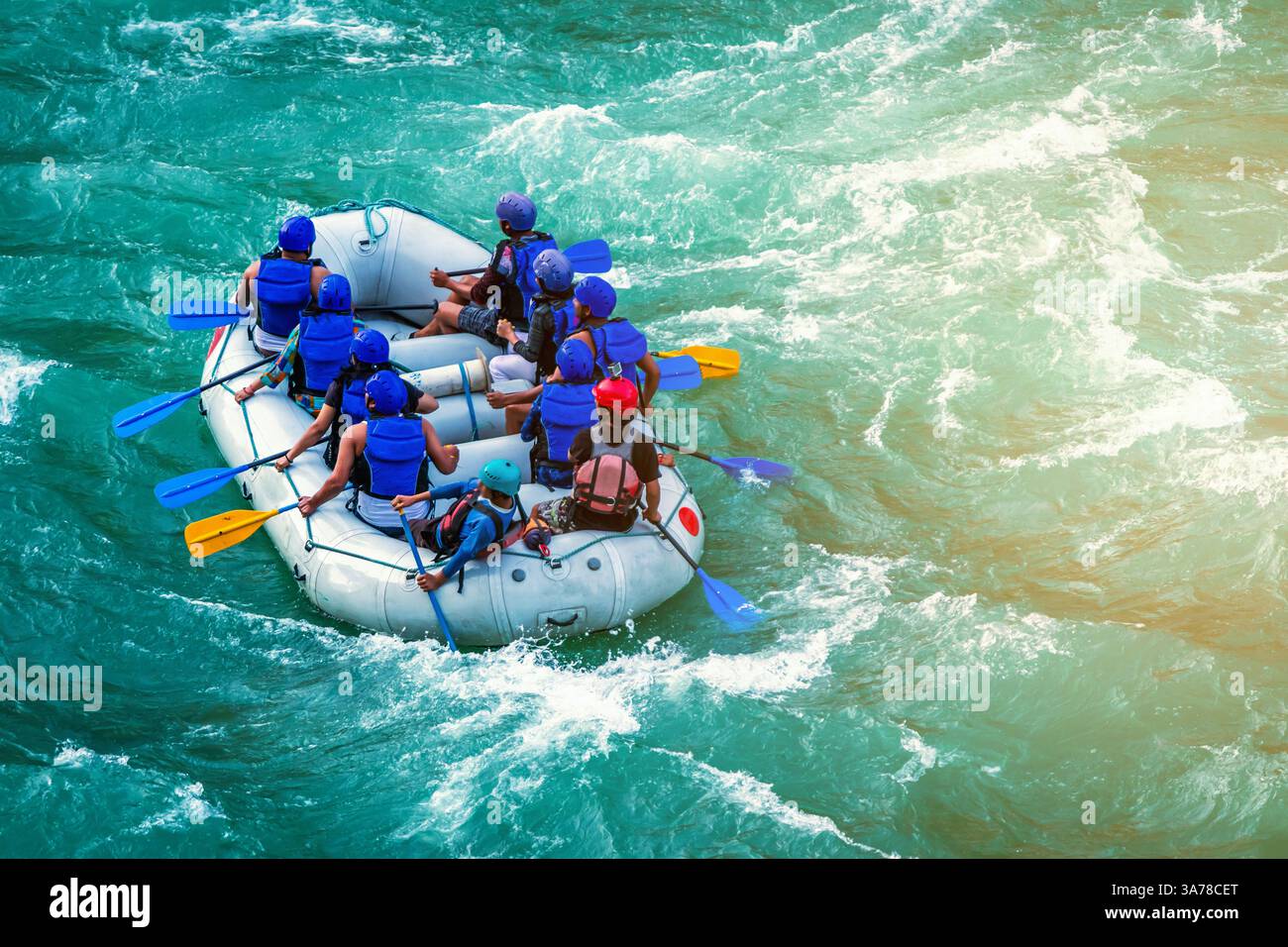 River Rafting In Rishikesh people enjoying river rafting in Rishikesh India on Ganges river Stock ...