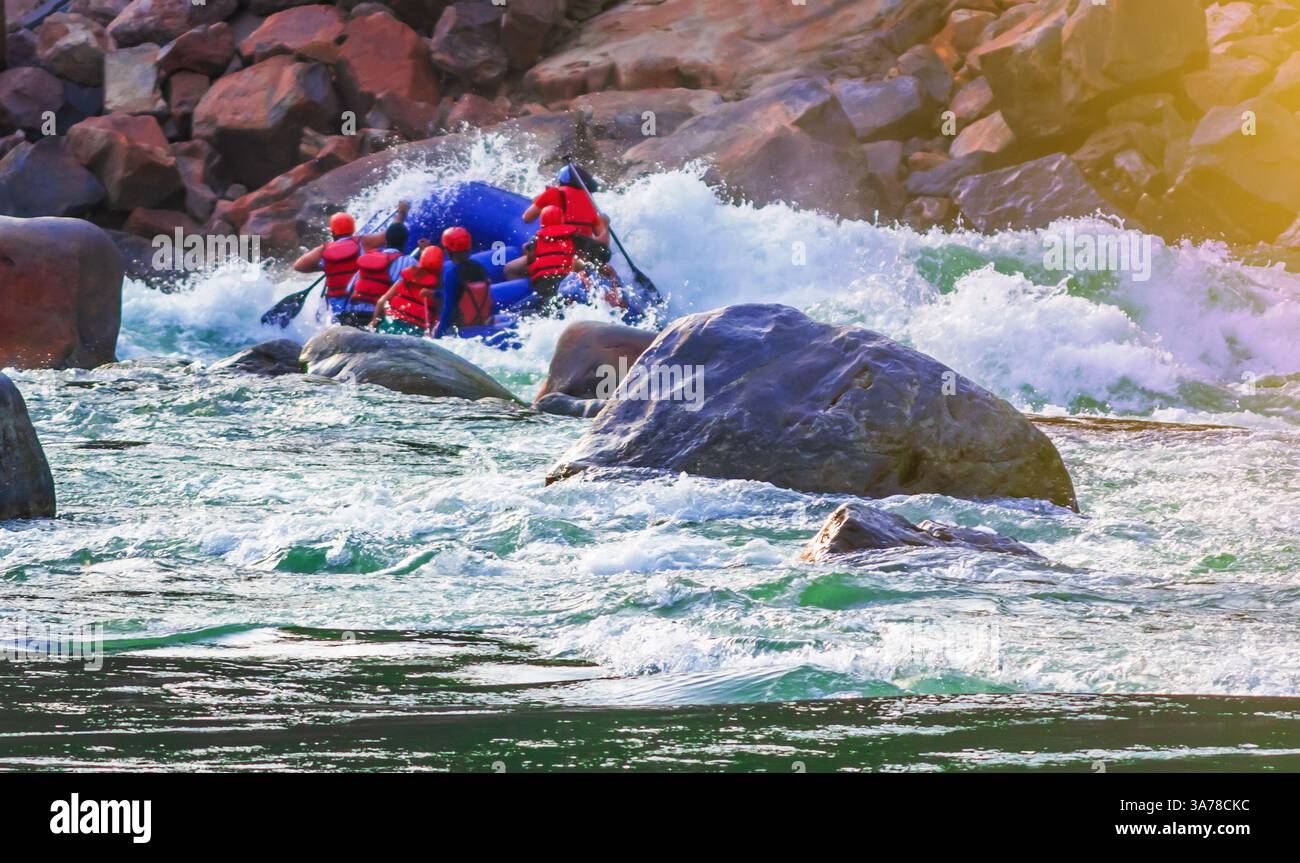 River Rafting In Rishikesh people enjoying river rafting in Rishikesh India on Ganges river Stock ...