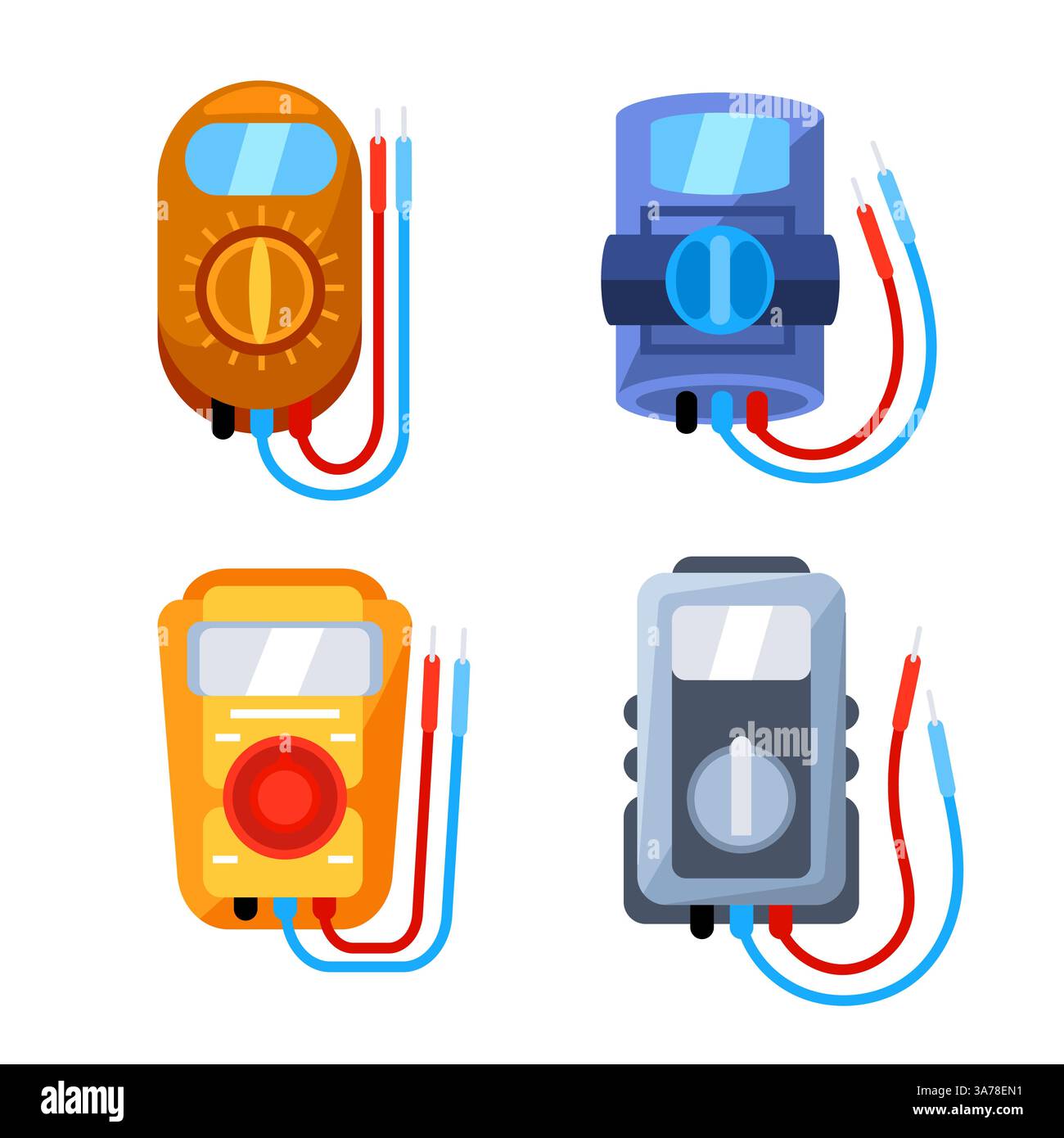 Multimeter electrical or electronics. Electrical measuring instrument. Measuring voltage, current. Stock Vector