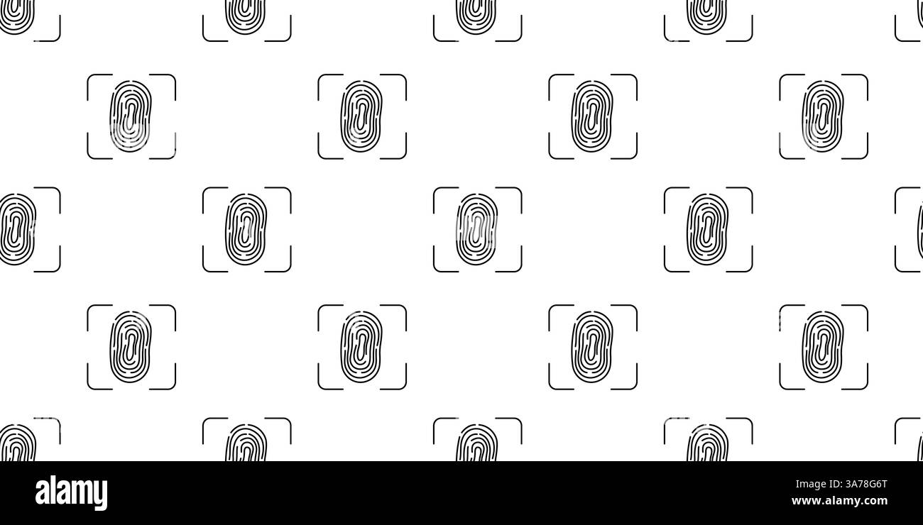 Repeated fingerprint patterns on a white background used for design or security purposes Stock Vector