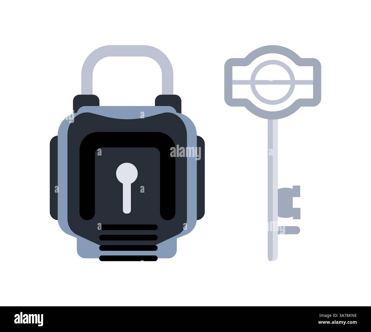 Padlock being unlocked with key for security and privacy Stock Vector