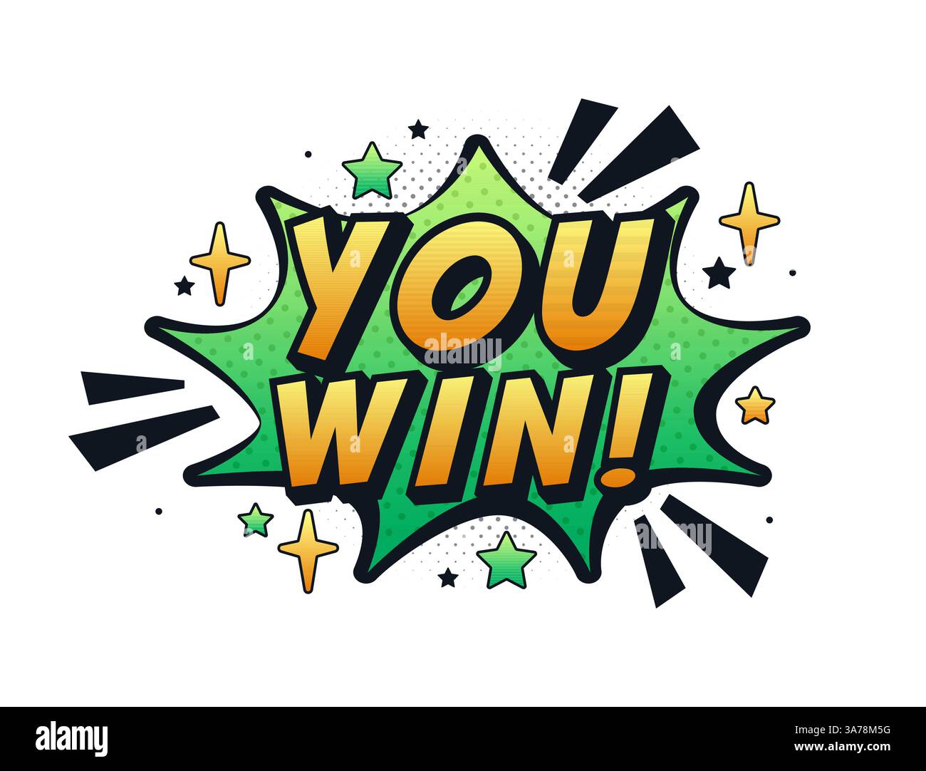 You win comic book style phrase exploding with excitement Stock Vector