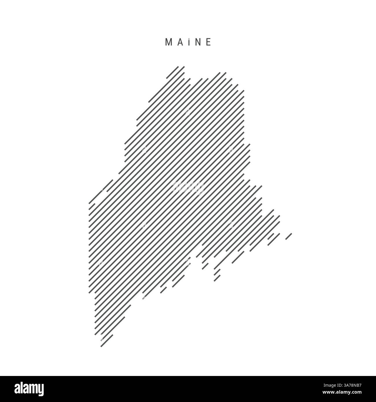 Maine map from pattern of black slanted parallel lines. US state map ...