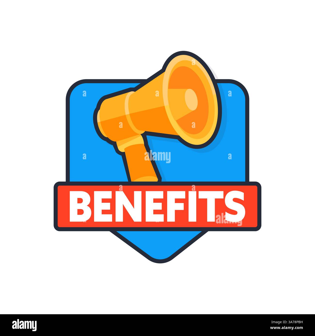 Megaphone Announcing Benefits Inside Blue Shield Stock Vector