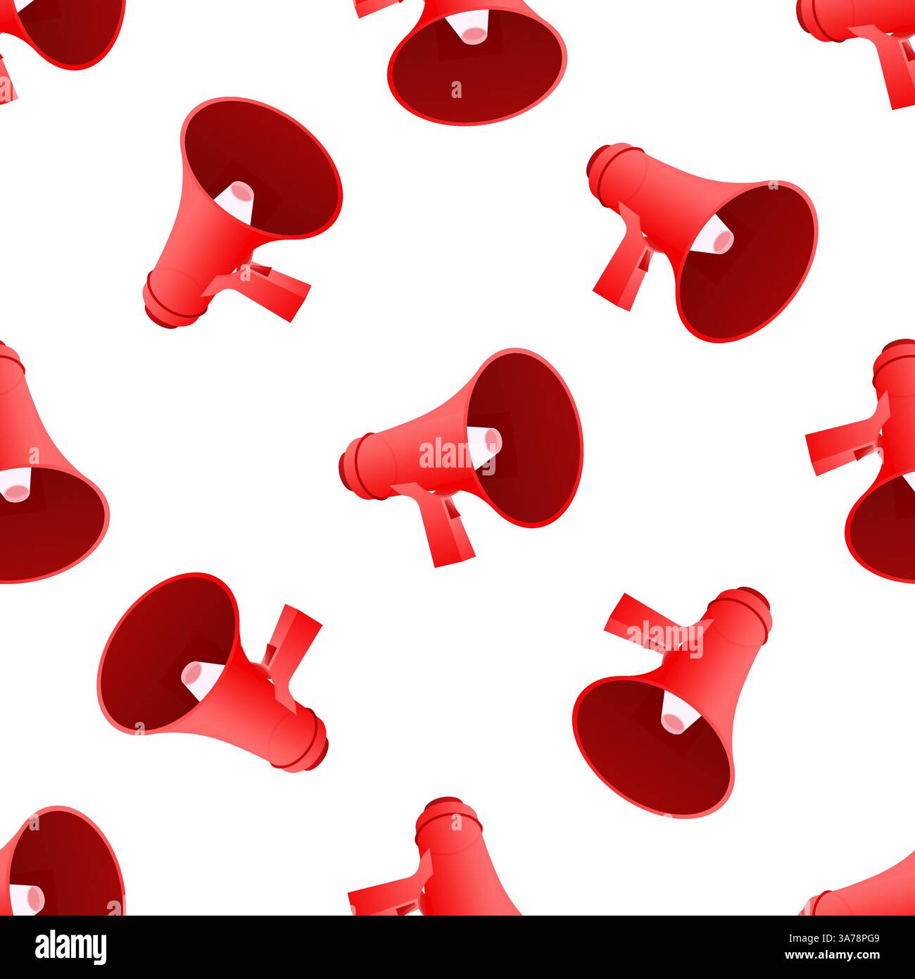 Red megaphones seamless pattern representing communication and announcement Stock Vector