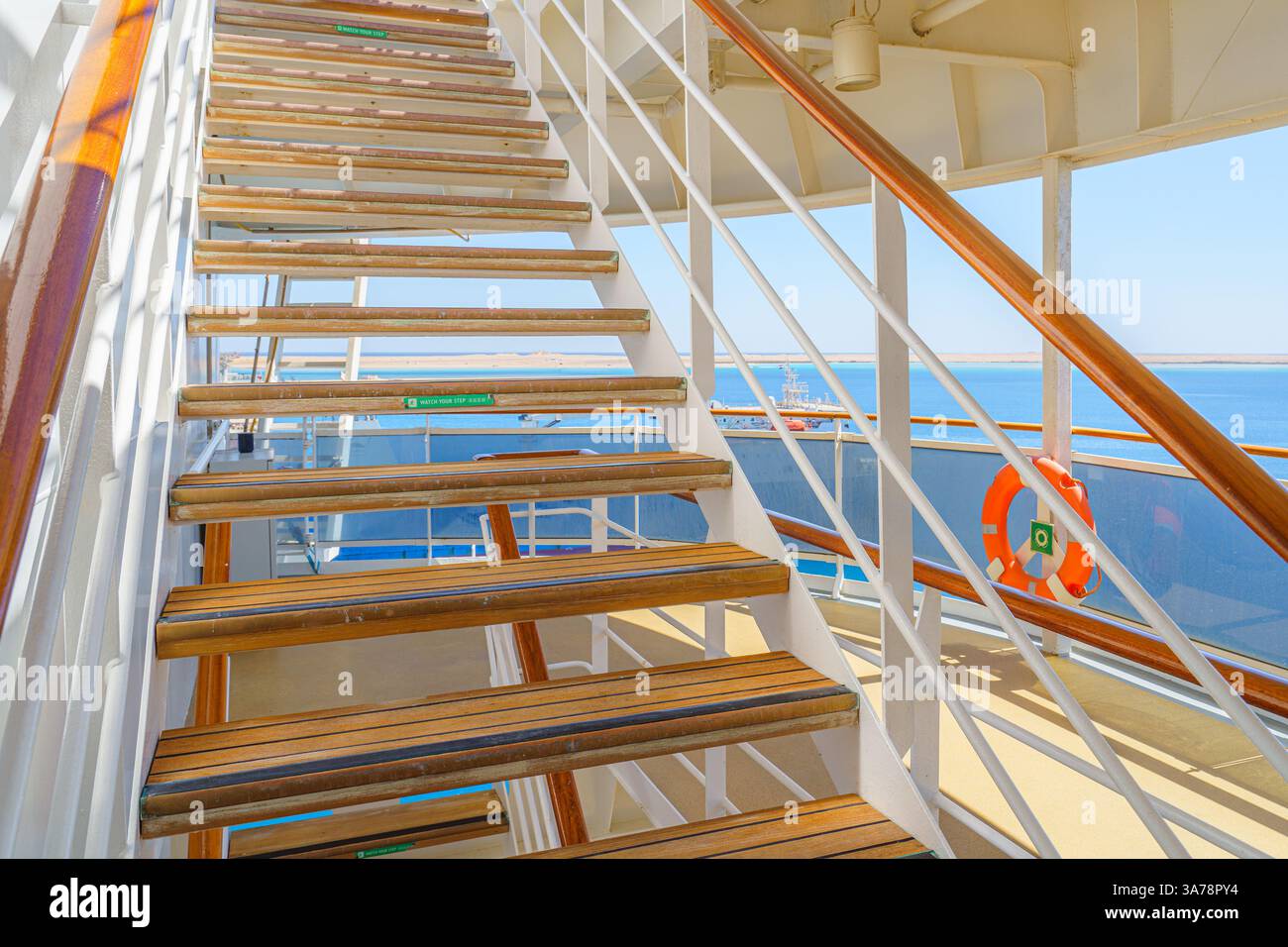 Empty deck and stairs of a cruise ship, Red Sea, Egypt Stock Photo - Alamy