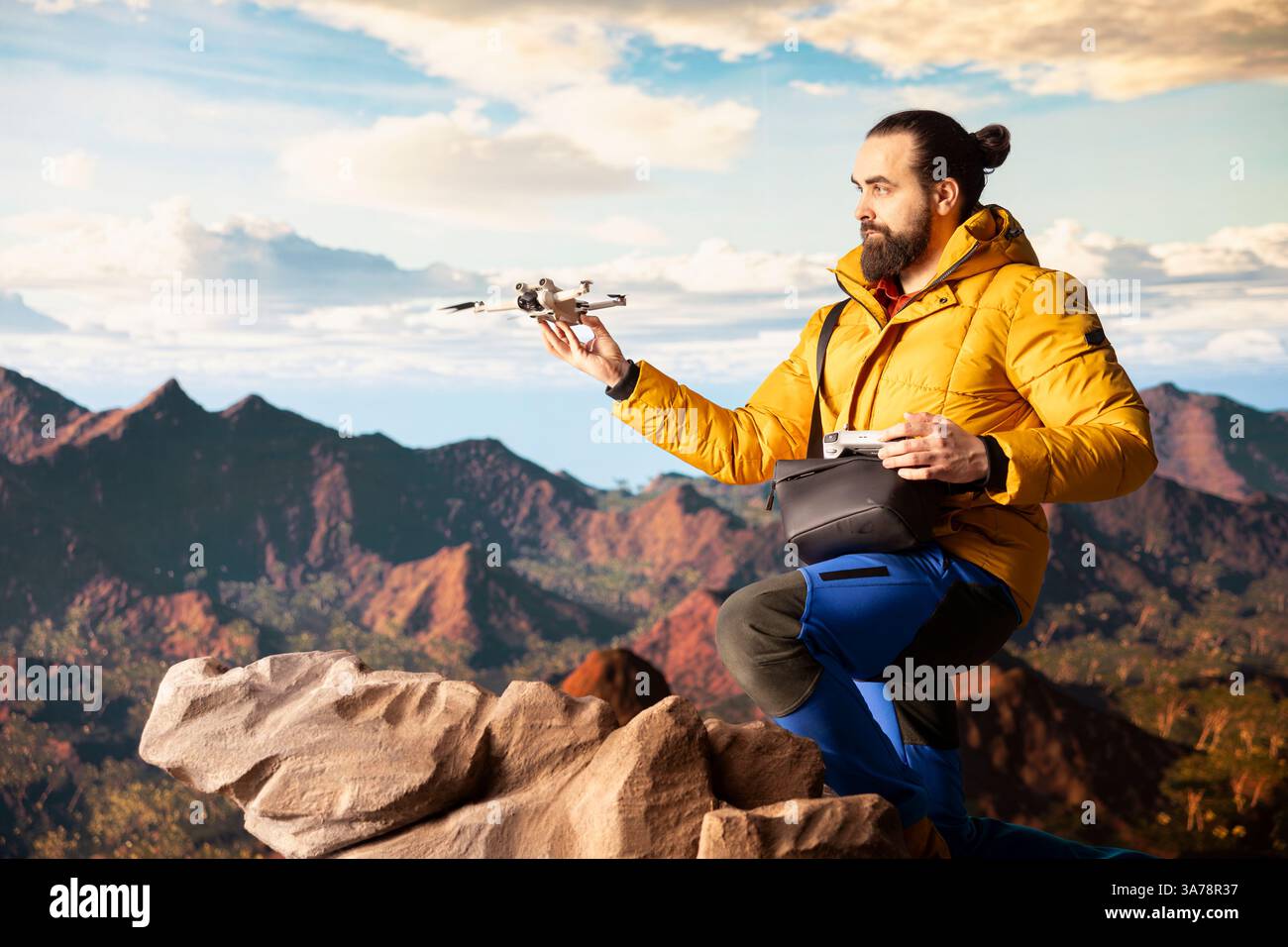 Aerial footage captures mountain range hi-res stock photography and ...