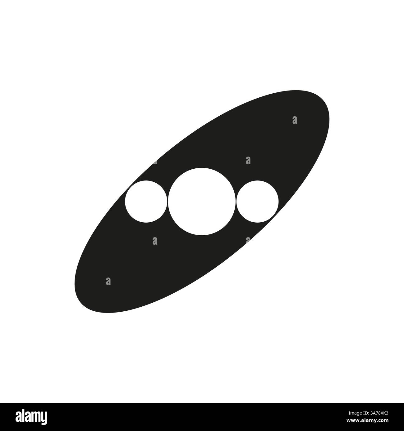 Abstract shape symbol. Black oval graphic. Minimalistic vector design. Dynamic circles pattern. Stock Vector