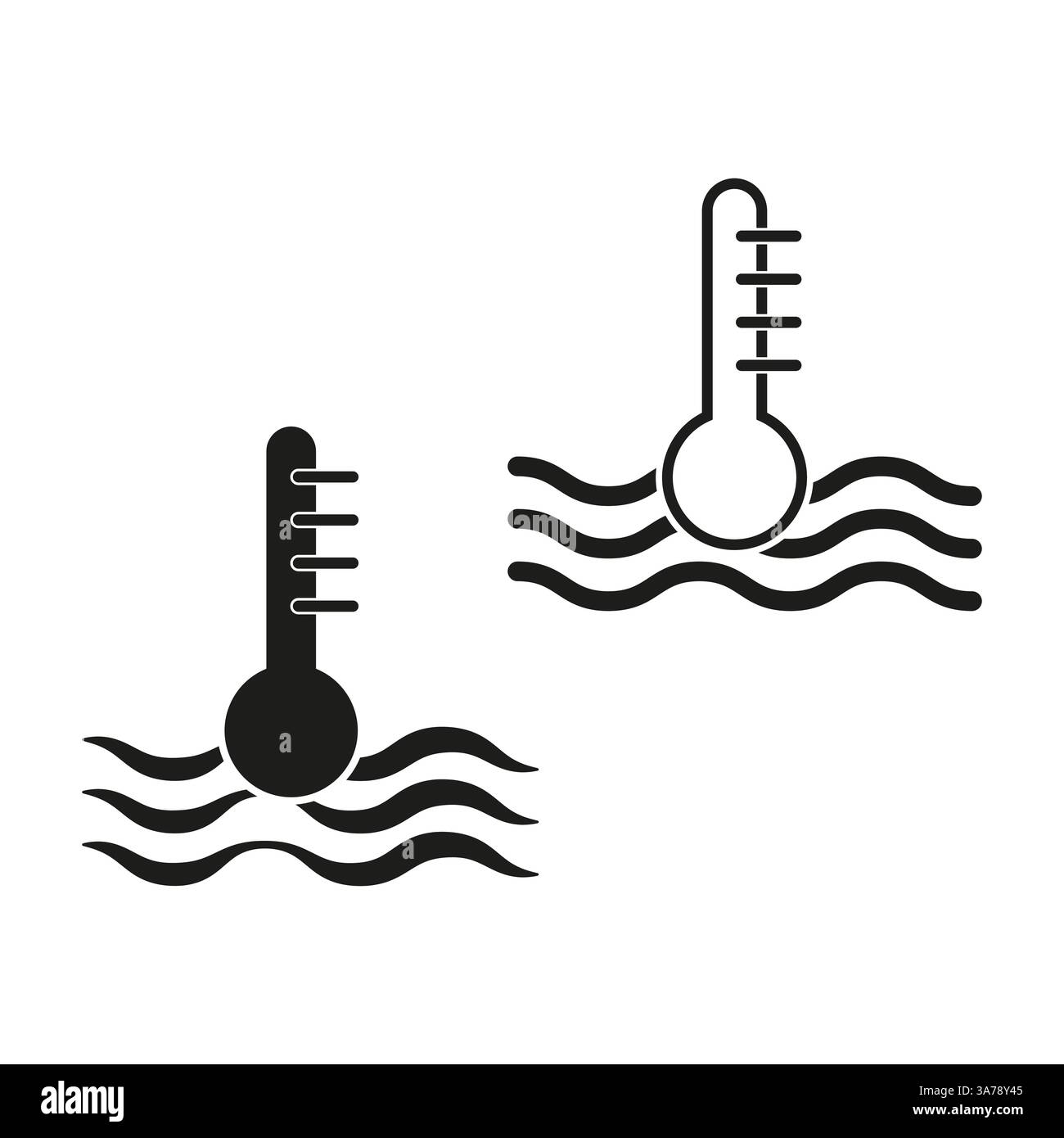 Water temperature icon. Thermometer fluid shape. Heat measure symbol ...
