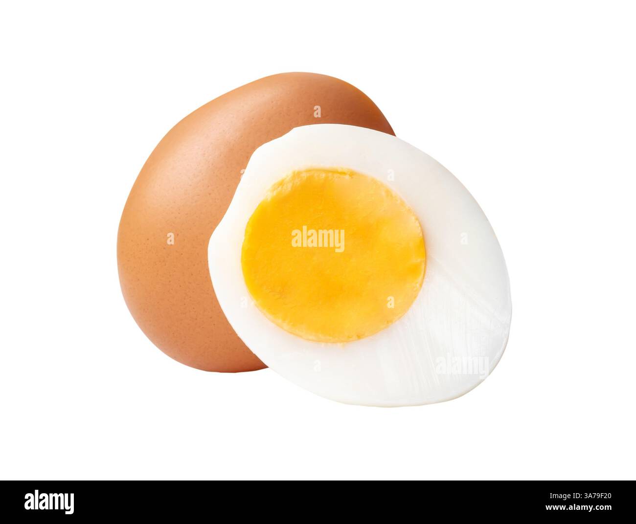 Front Agg Front view of raw brown chicken egg and cooked or boiled chicken egg ...