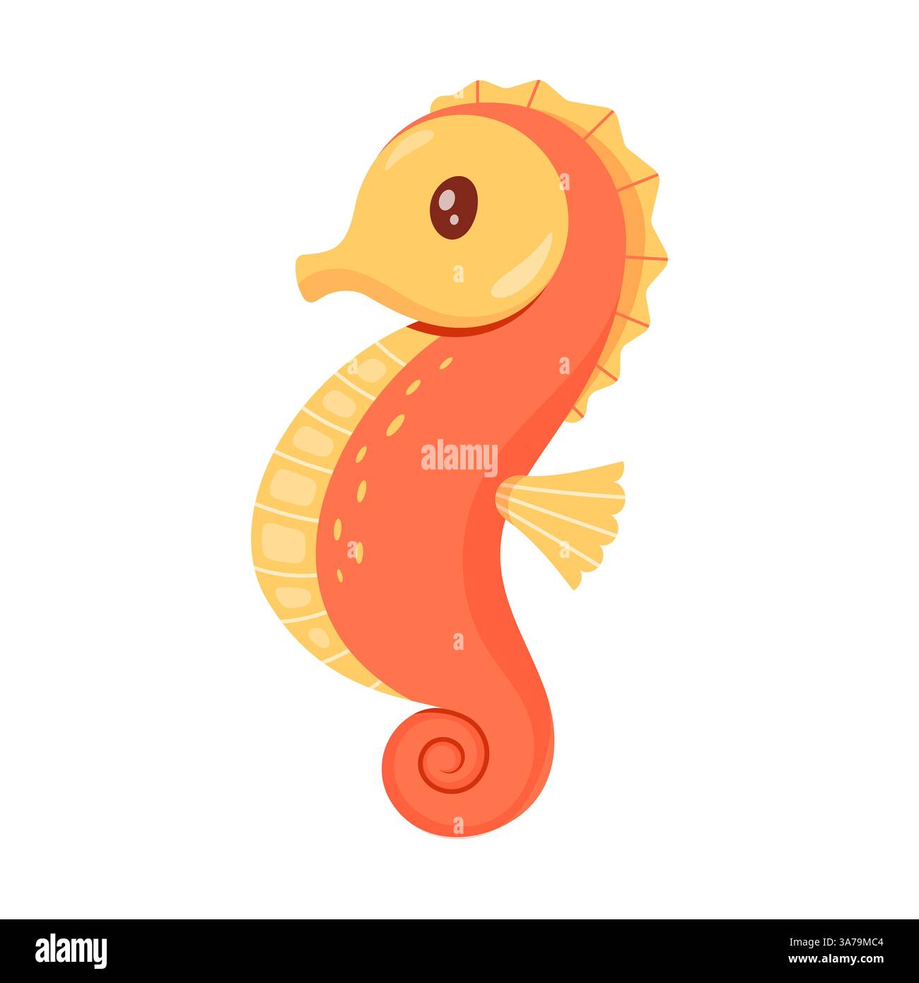 Cute cartoon seahorse. Vector illustration isolated on white Stock ...