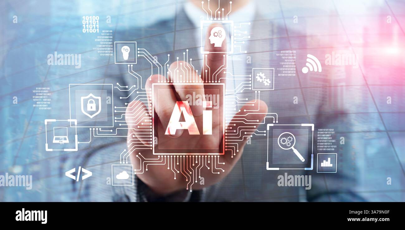 Artificial Intelligence Processor Concept. AI Big Data Array ...