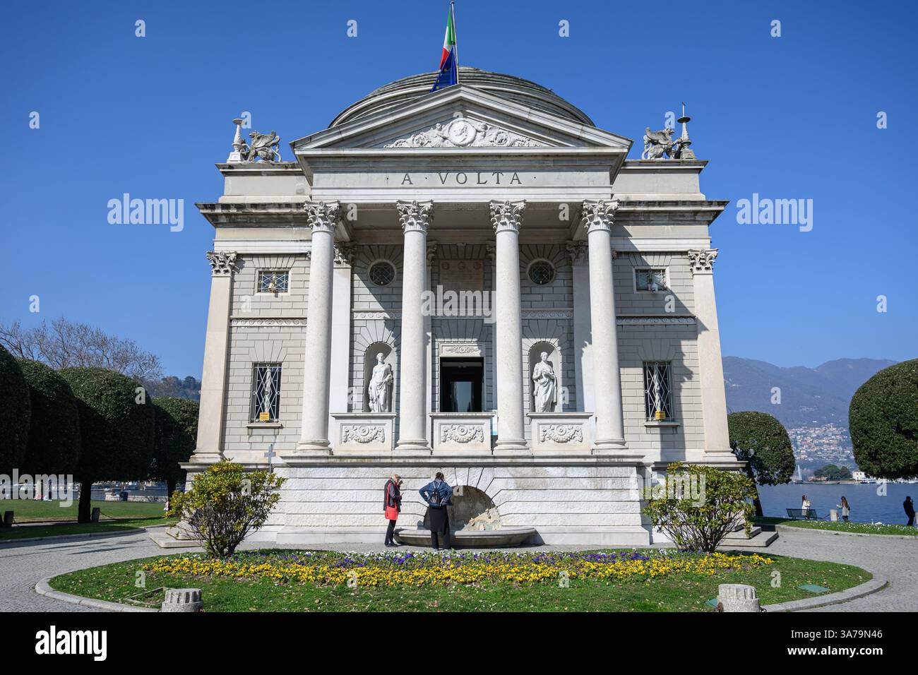 Tempio Voltiano (Volta Temple) museum in Lake Como dedicated to Alessandro Volta inventor of the electrical battery – Como, Italy – 05 March 2025 Stock Photo