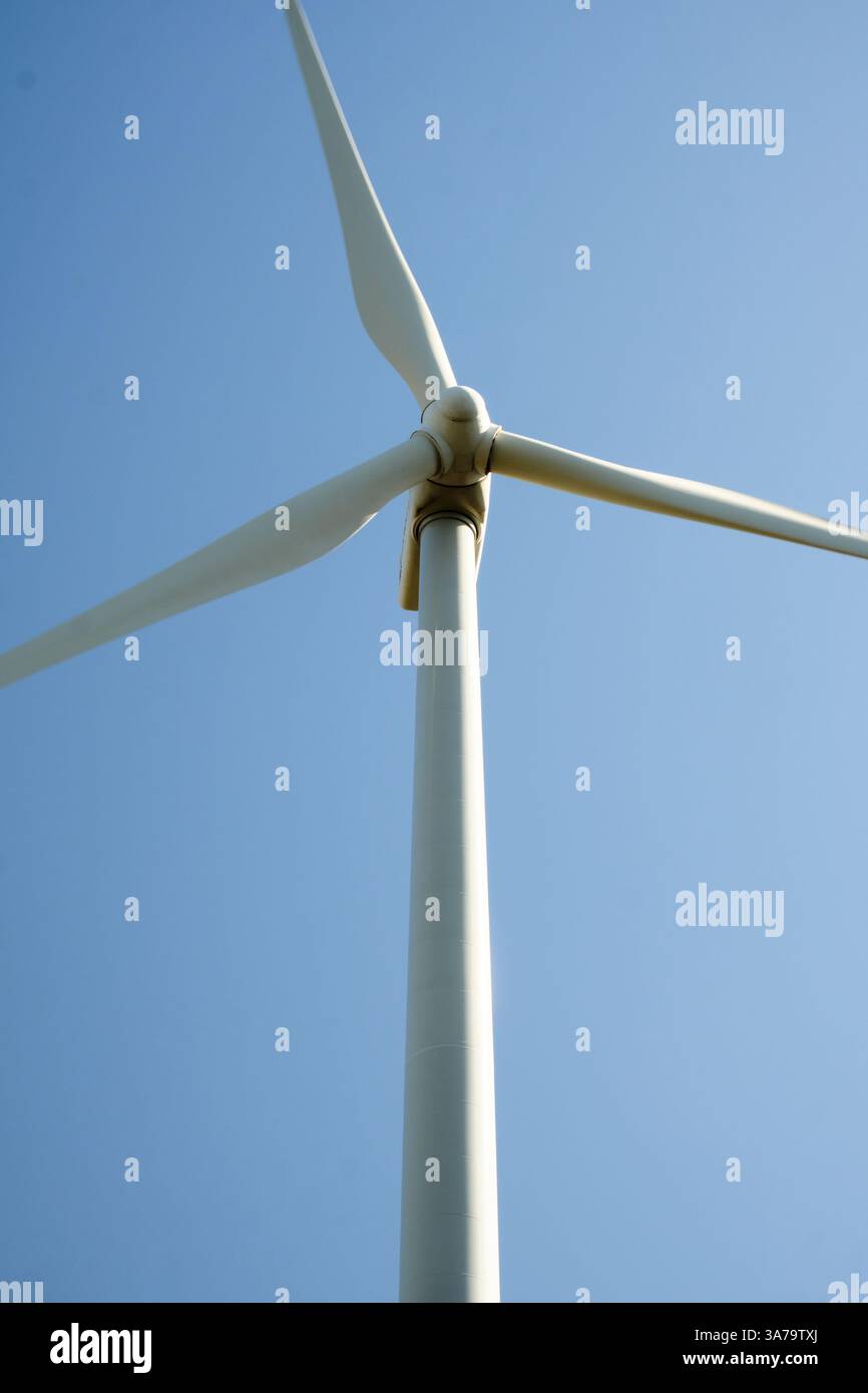 close up Wind turbine with blue sky at background Stock Photo - Alamy