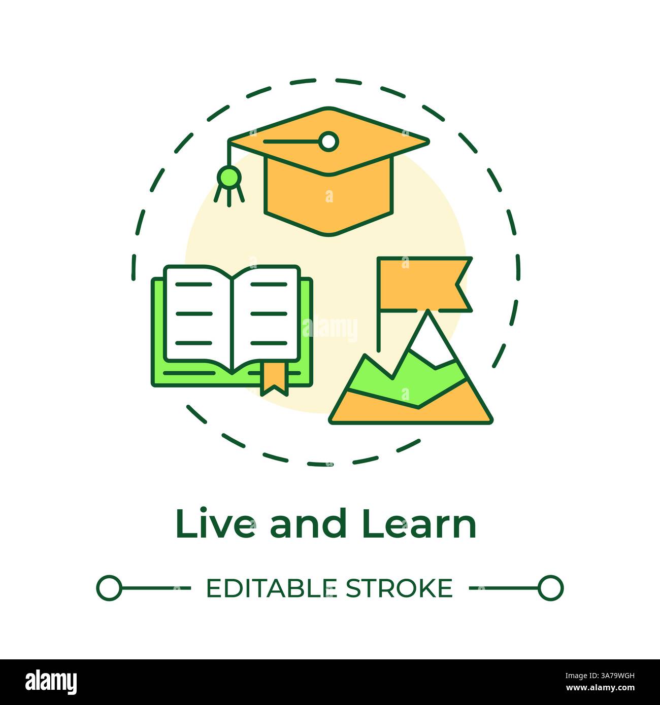 Live learn multi color concept icon Stock Vector