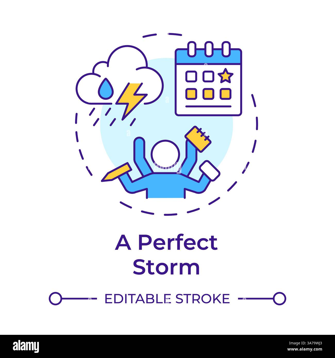 Perfect storm multi color concept icon Stock Vector