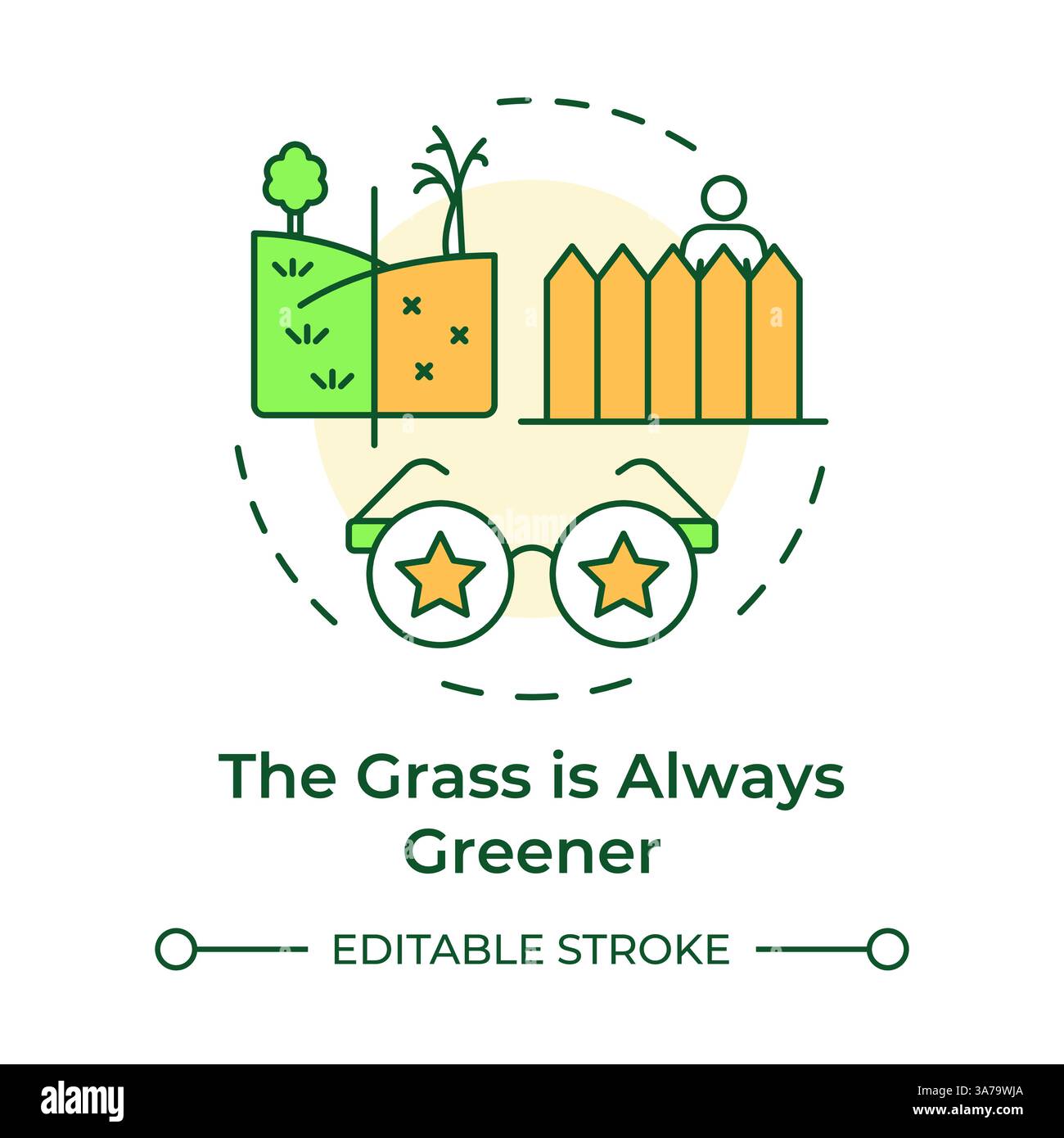 Grass always greener multi color concept icon Stock Vector