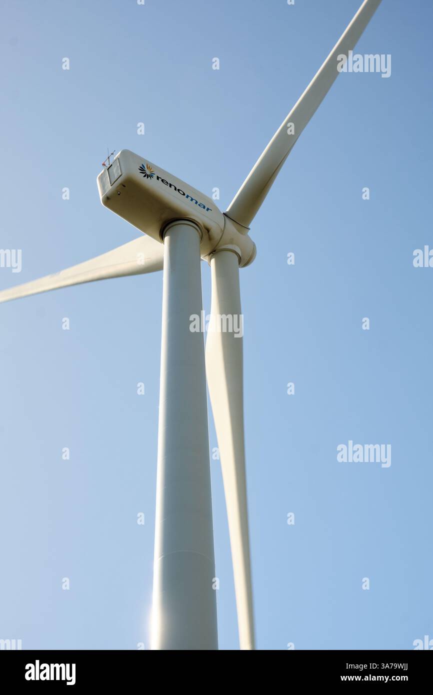 close up Wind turbine with blue sky at background Stock Photo - Alamy