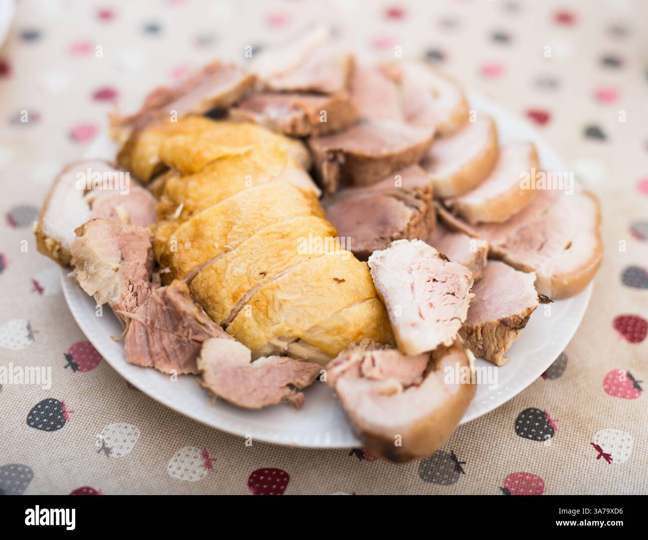 Cold cuts of different types of cooked meat on plate Stock Photo - Alamy