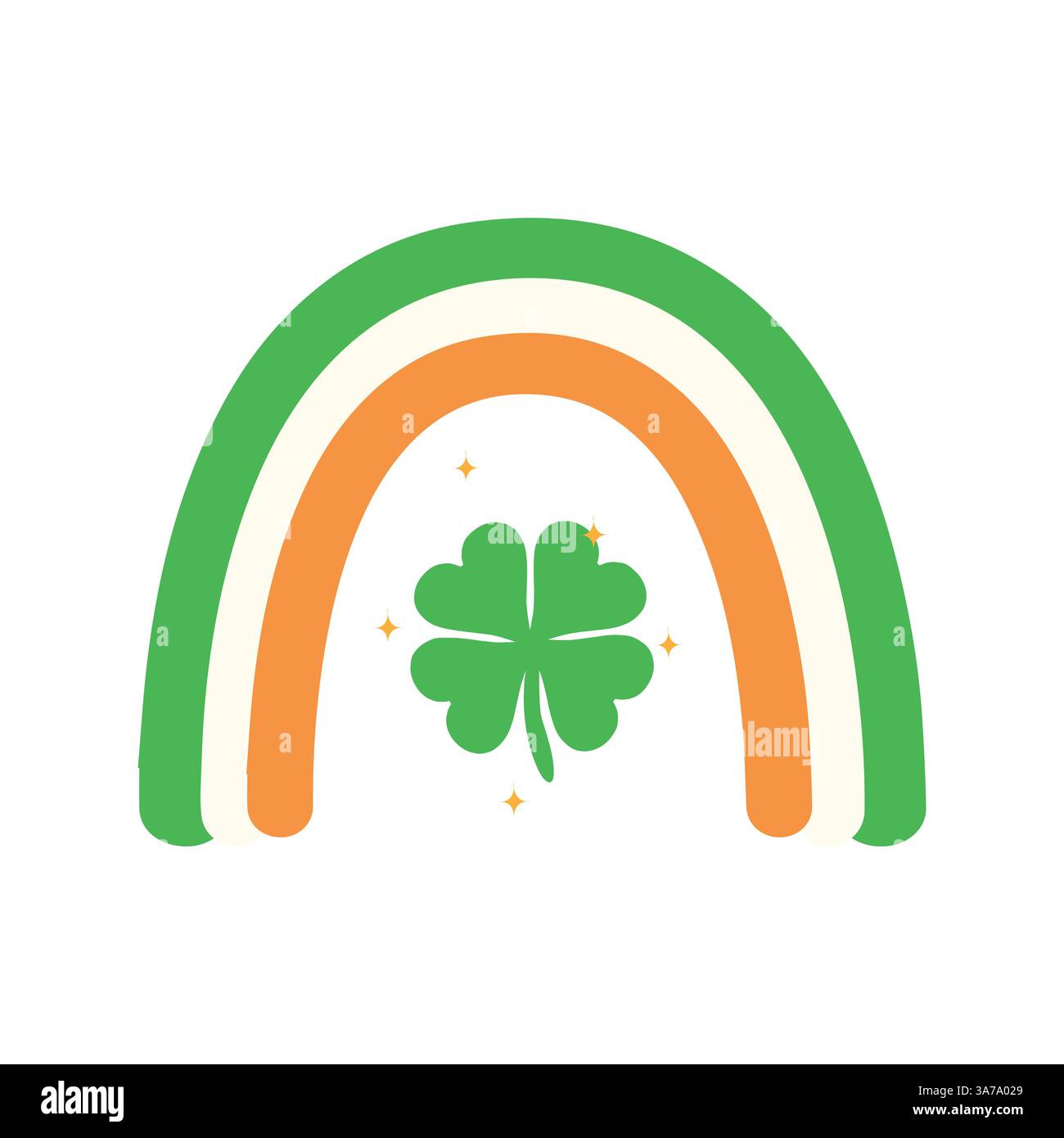 Lucky Green Shamrock with Irish Rainbow for Saint Patricks Day Stock Vector