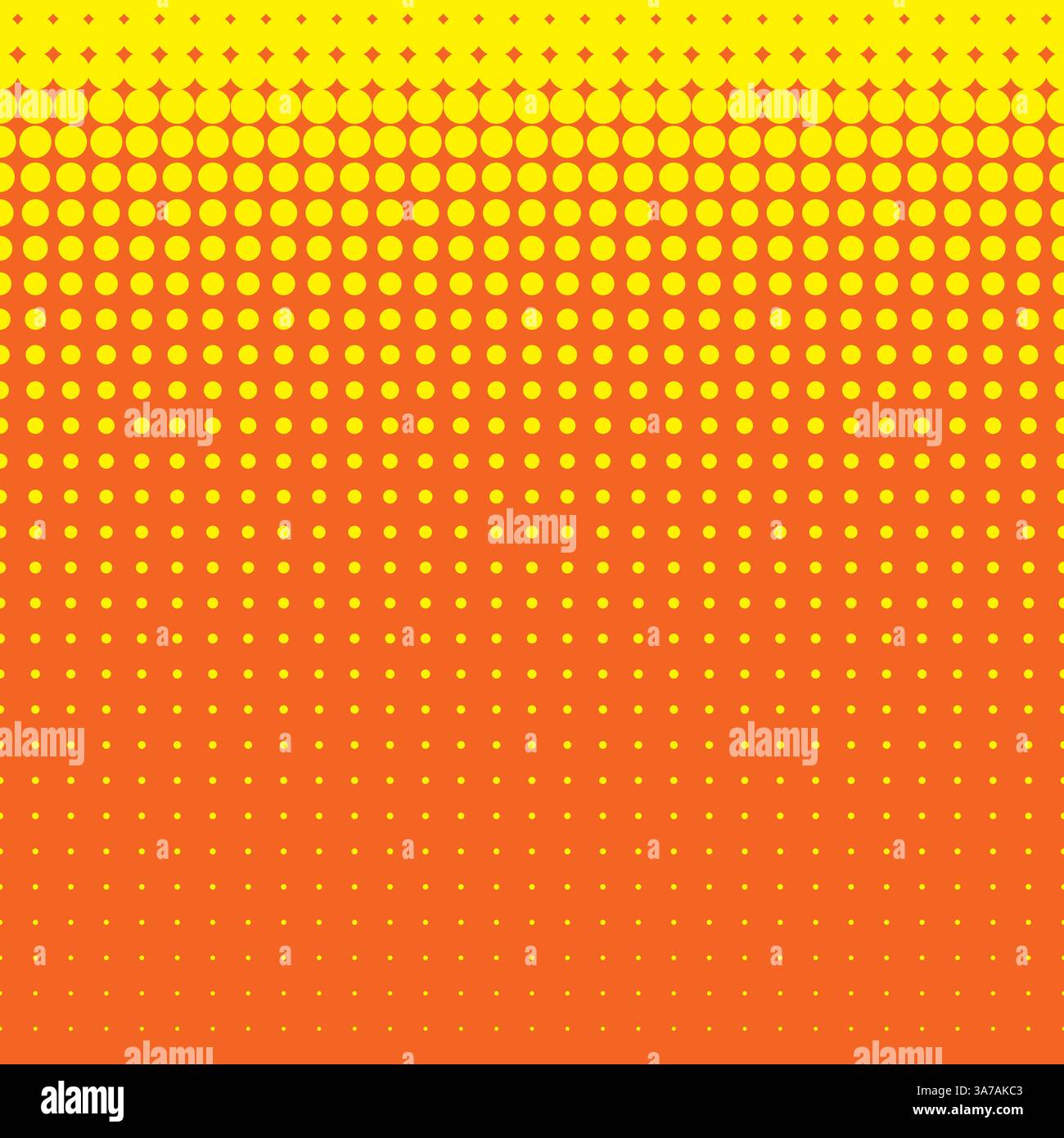 Beautiful seamless vector yellow dotted pattern on orange background. Stock Vector