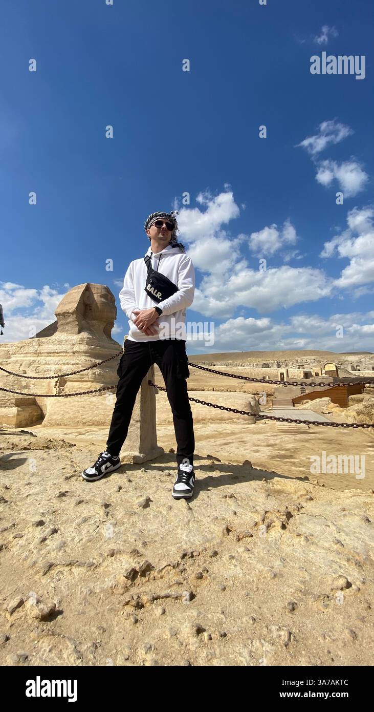 Exploring the Pyramids of Egypt – Ancient Wonders of the World - Smartphone Captured Stock Image
