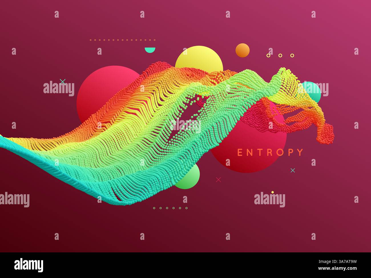 Waveform Sphere Pattern 3D wavy background. A wave formed from many spheres. Abstract vector ...