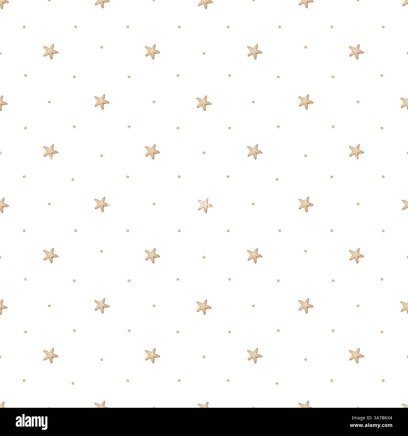 Star Pattern Beige Seamless pattern retro stars and dots in beige pastel color. Watercolor ...